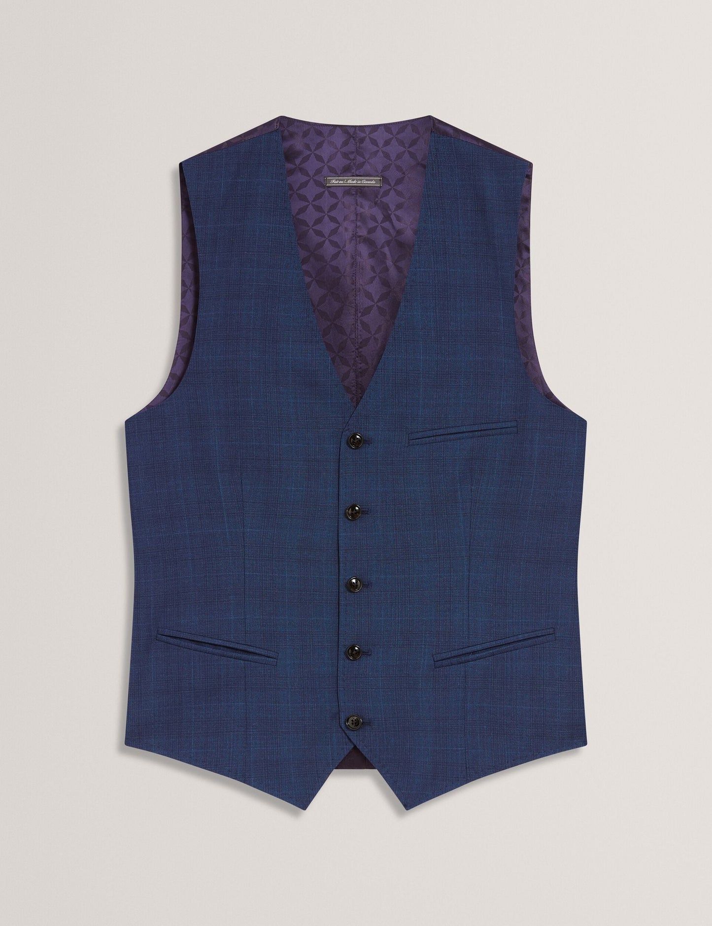 Ted Baker JAYALAV - Slim Fit Navy Check Wool Suit Vest NAVY