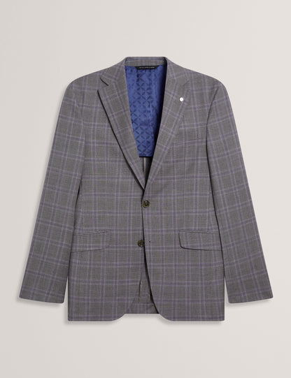 Ted Baker RON - Windowpane Check Wool Suit Jacket LIGHT GREY