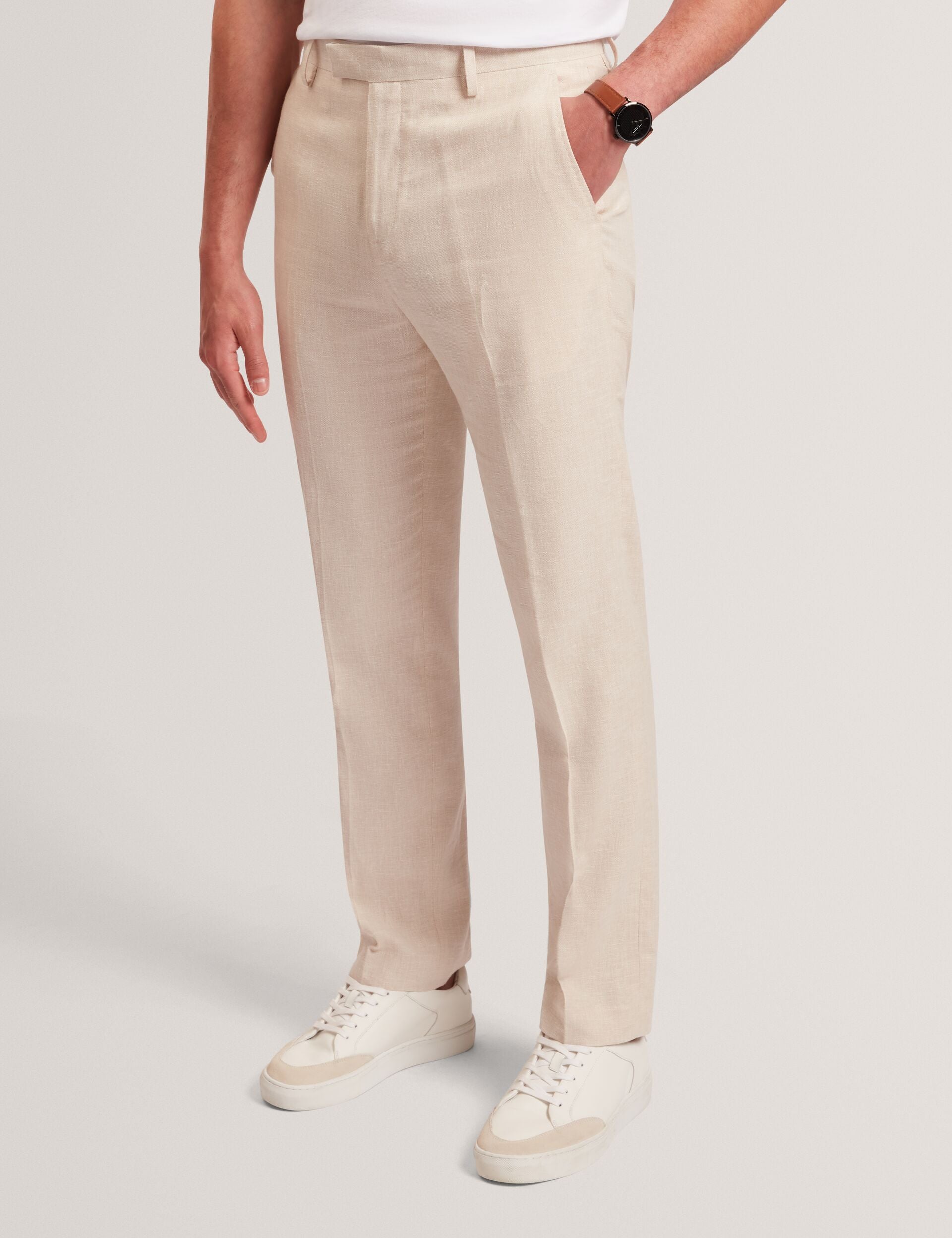 Ted Baker GIVRANT Tailored Linen Blend Slim Fit Pants ECRU