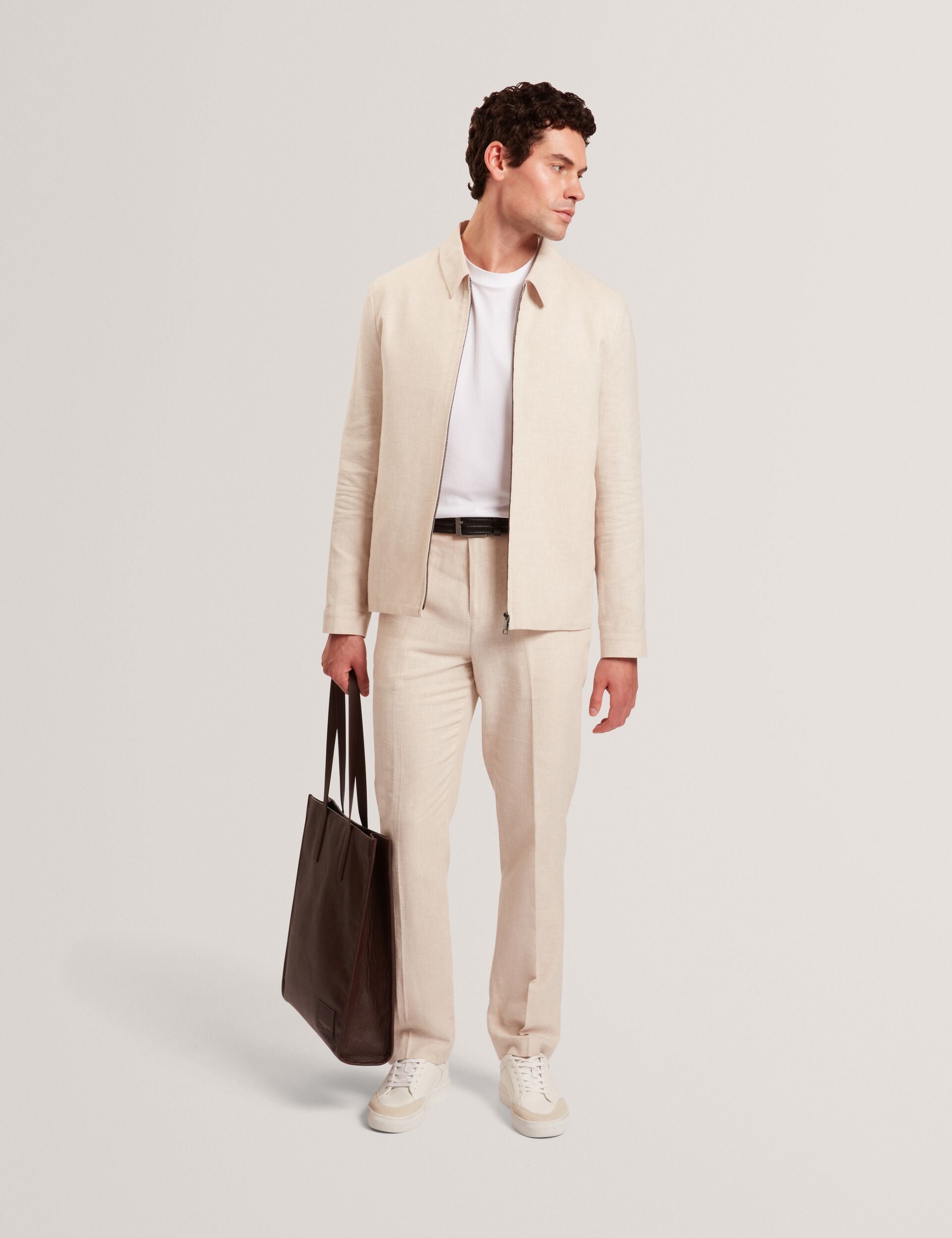 Ted Baker GIVRANT Tailored Linen Blend Slim Fit Pants ECRU