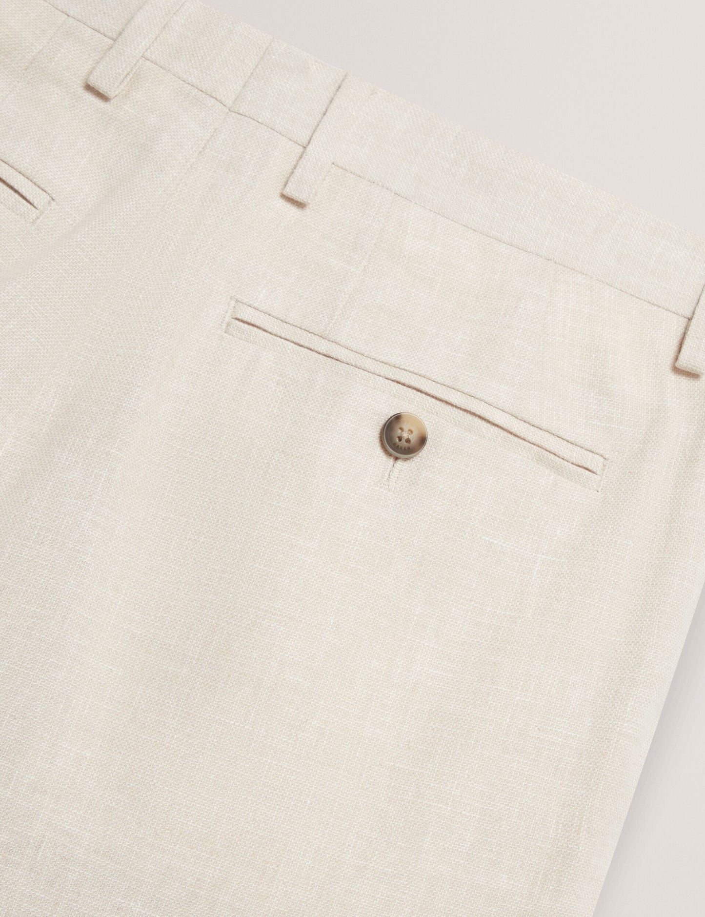 Ted Baker GIVRANT Tailored Linen Blend Slim Fit Pants ECRU