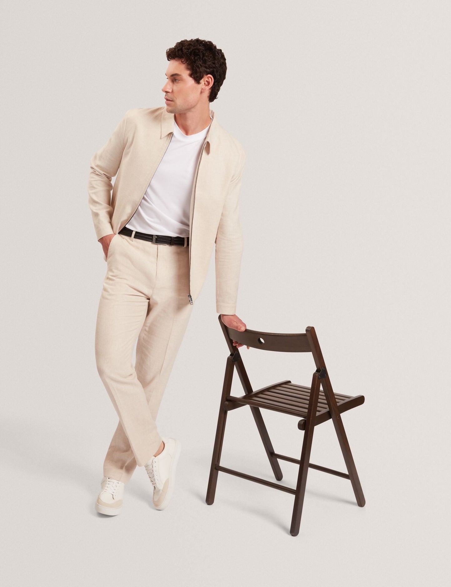 Ted Baker GIVRANT Tailored Linen Blend Slim Fit Pants ECRU