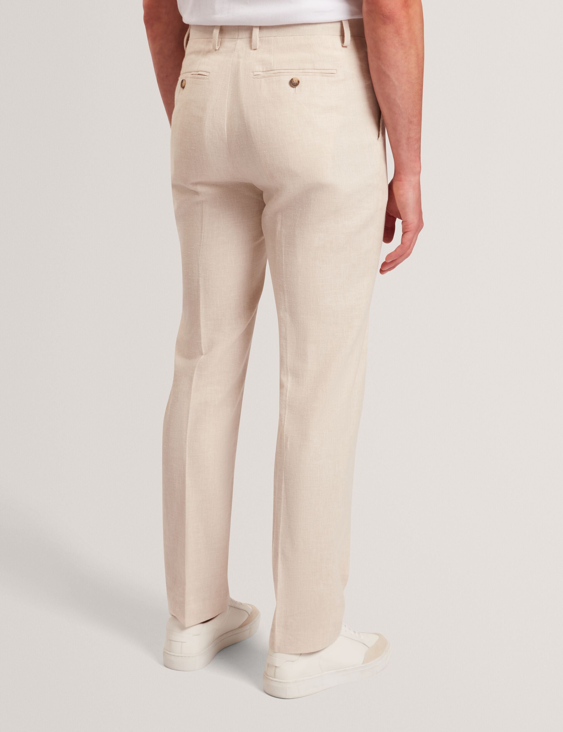 Ted Baker GIVRANT Tailored Linen Blend Slim Fit Pants ECRU