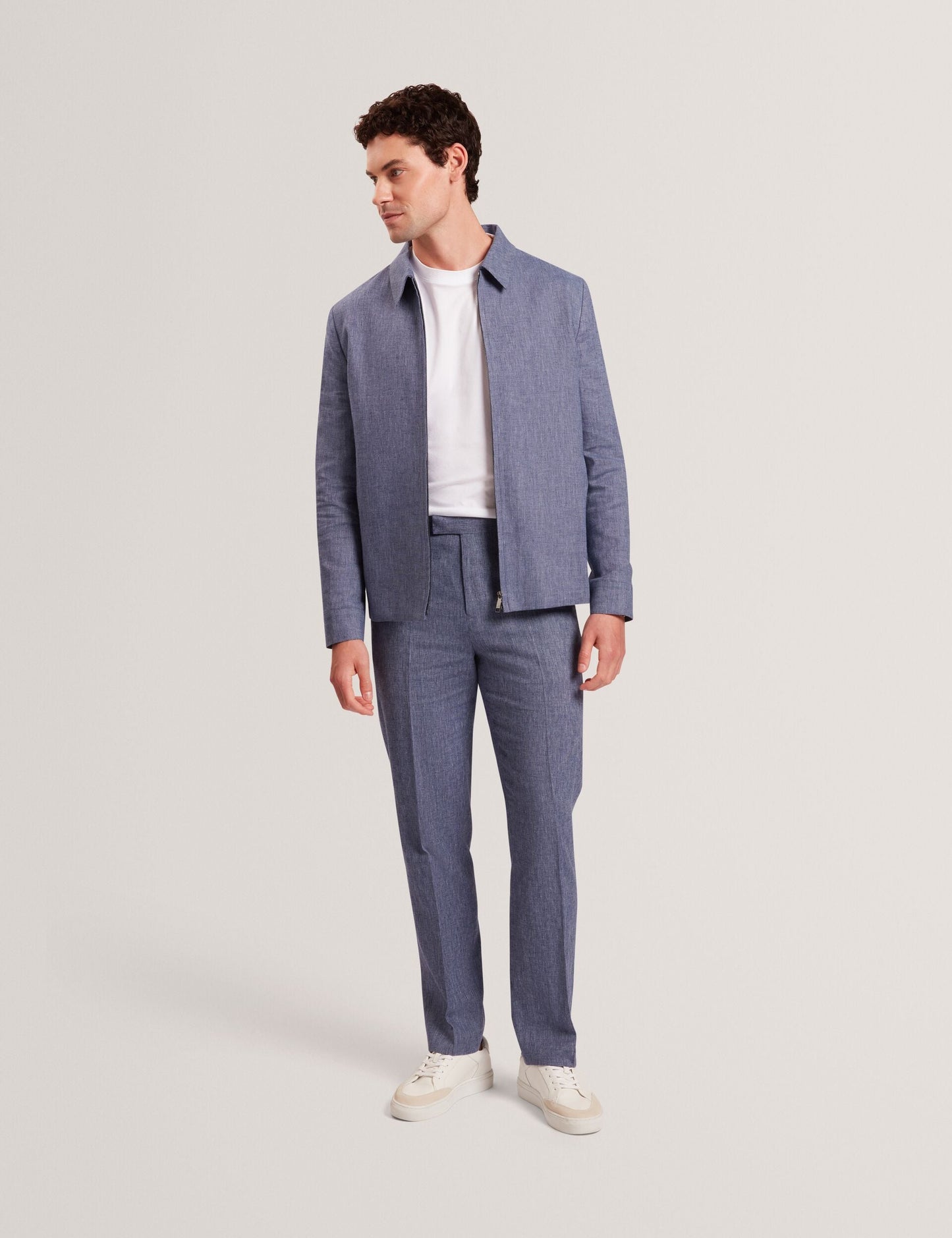 Ted Baker GIVRANT Tailored Linen Blend Slim Fit Pants NAVY