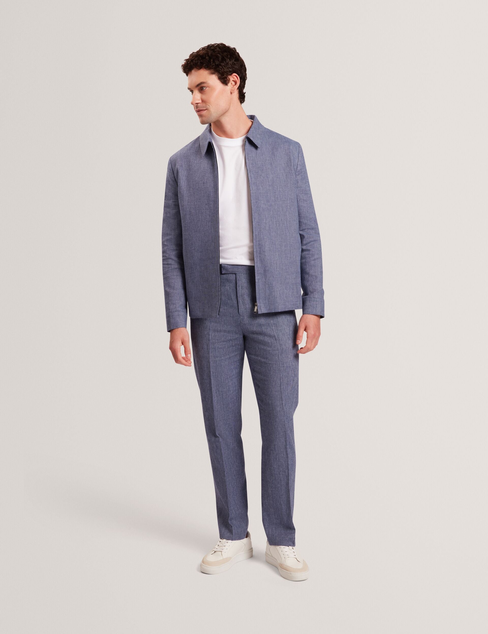 Ted Baker GIVRANT Tailored Linen Blend Slim Fit Pants NAVY