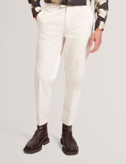 Ted Baker MOSES Tapered Cotton Stretch Twill Pants ECRU