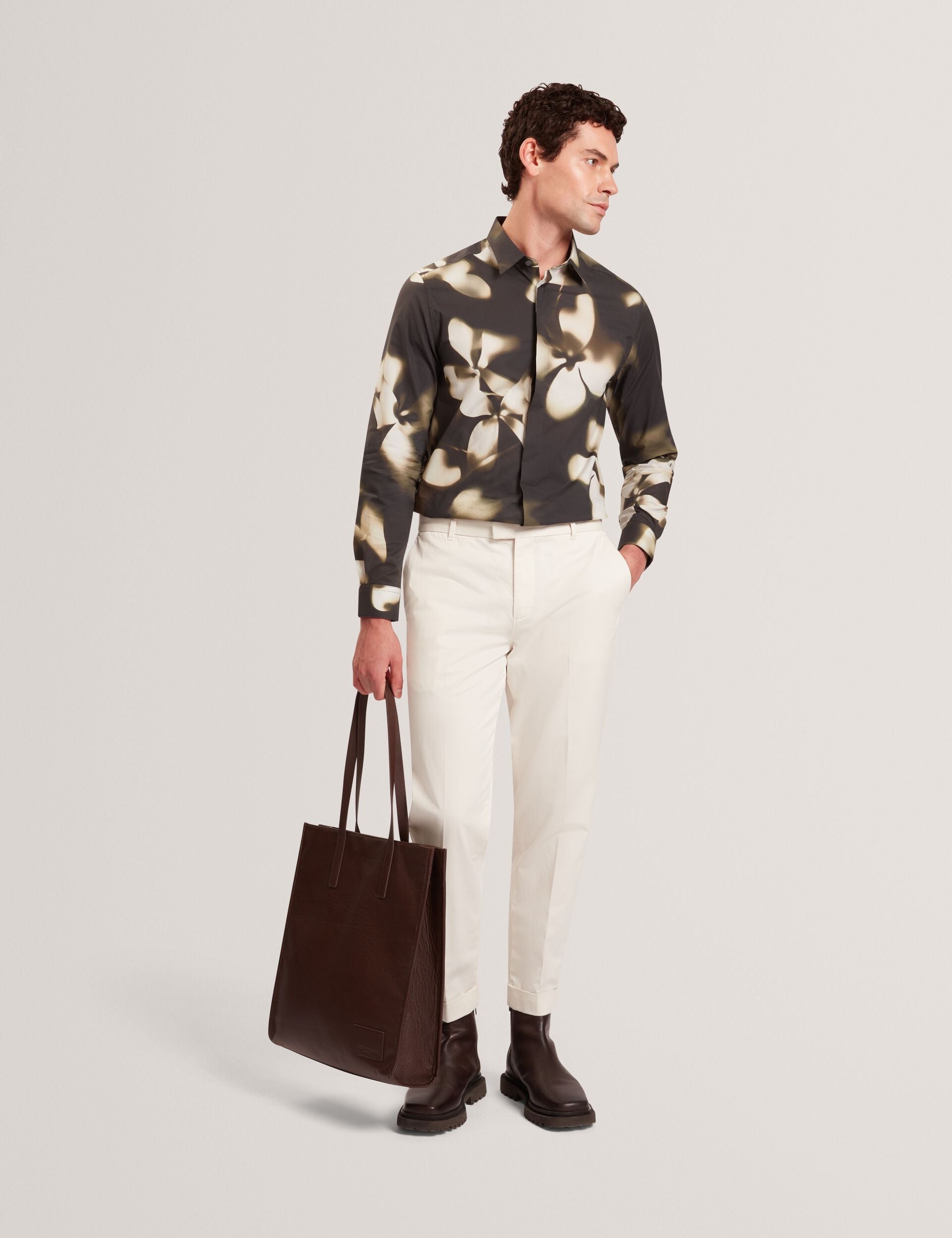 Ted Baker MOSES Tapered Cotton Stretch Twill Pants ECRU