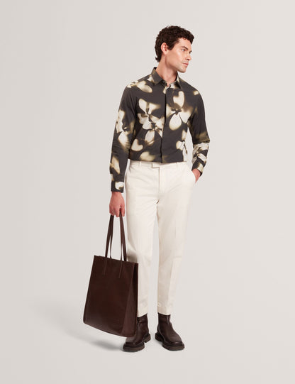 Ted Baker MOSES Tapered Cotton Stretch Twill Pants ECRU
