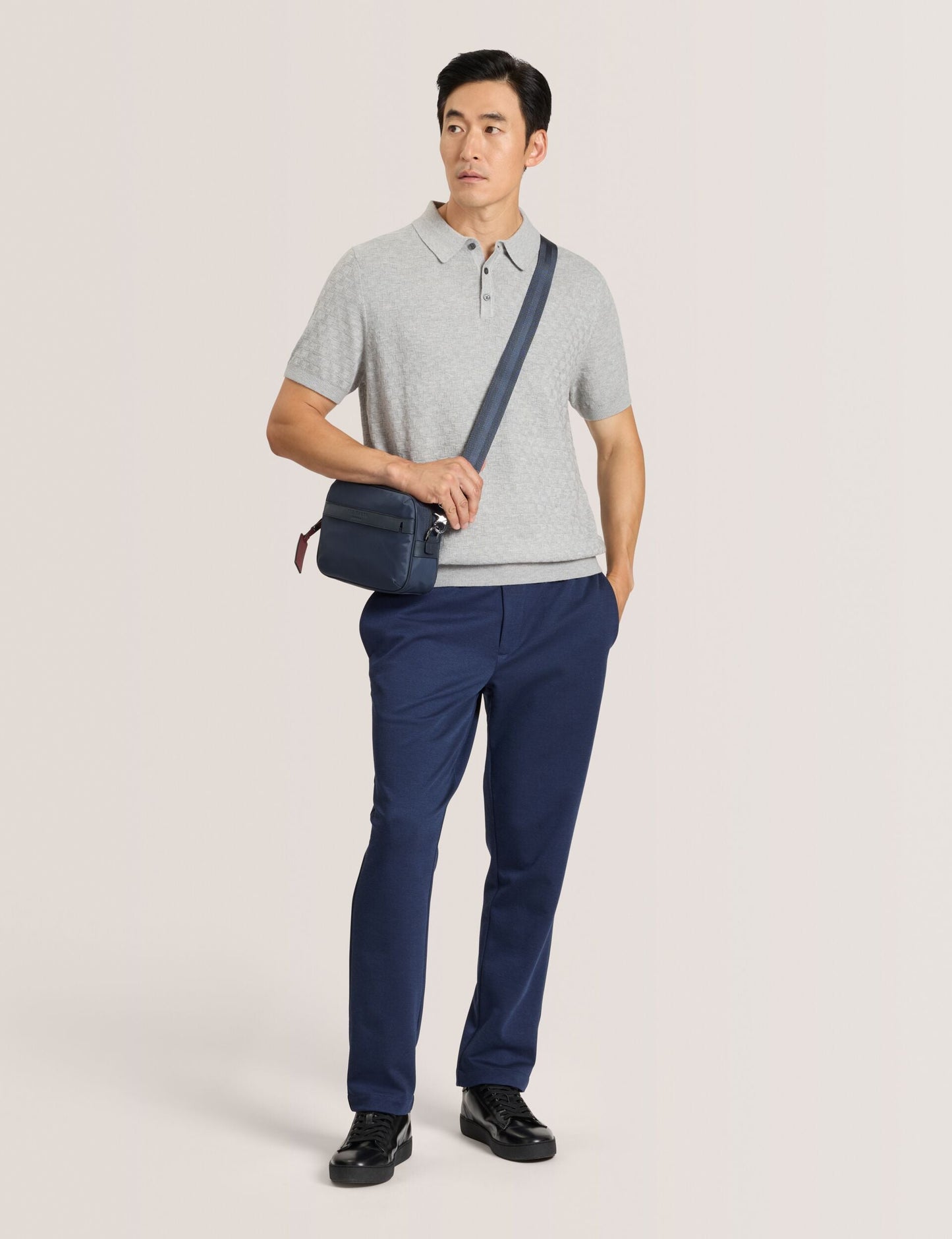 Ted Baker KNIT TWILL ELASTIC TROUSERS - Insignia Blue Heather BLUE