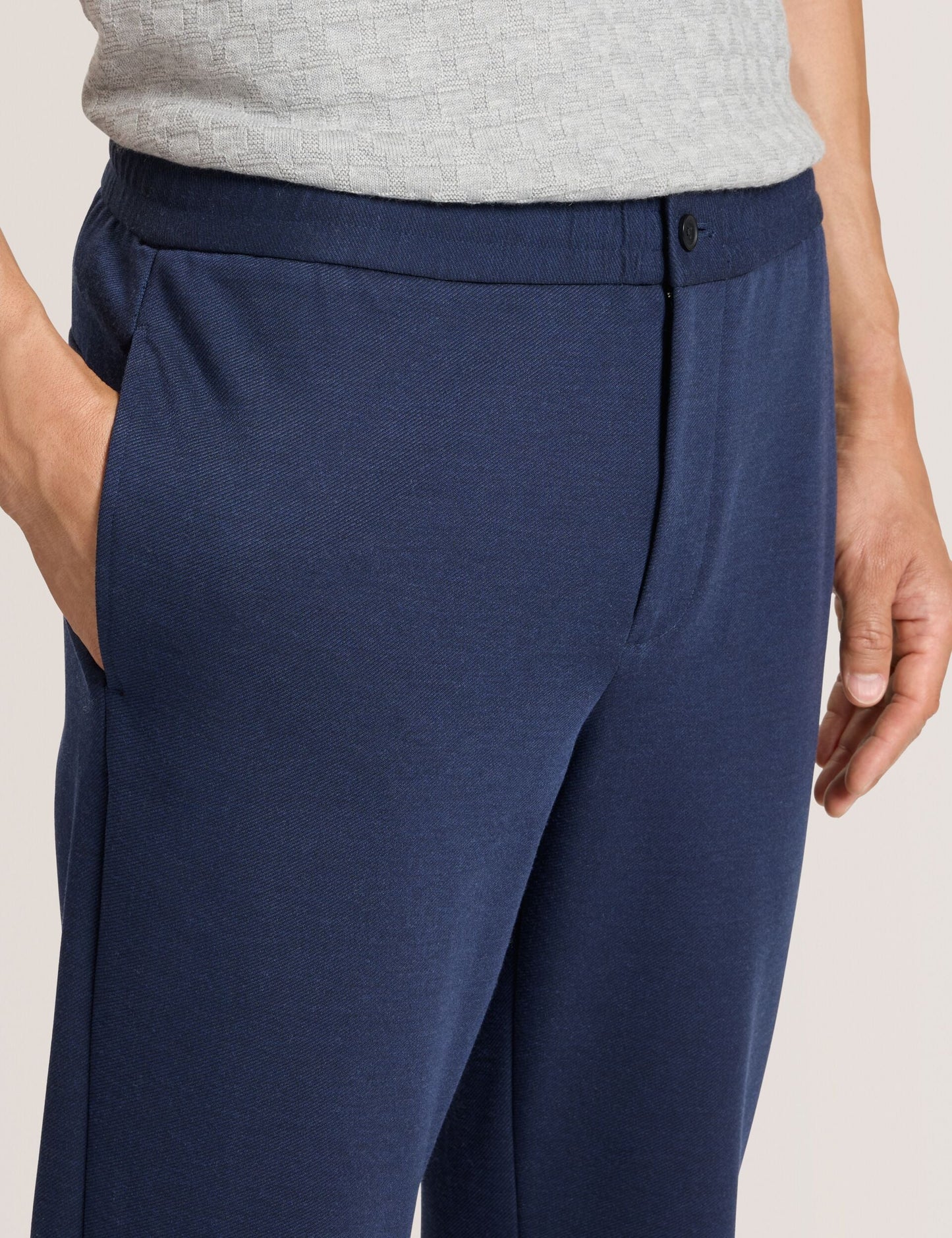 Ted Baker KNIT TWILL ELASTIC TROUSERS - Insignia Blue Heather BLUE