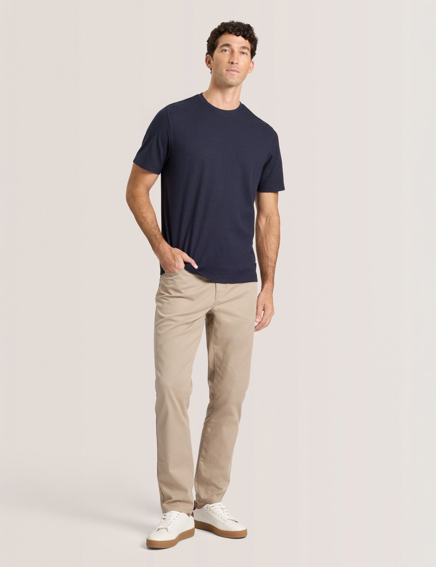 Ted Baker COMPACT HERRINGBONE TROUSERS - Crockery CAMEL