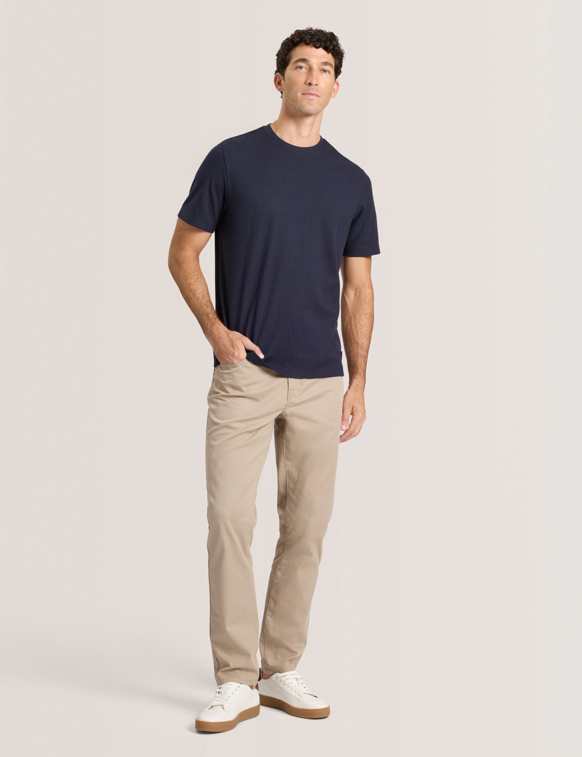Ted Baker COMPACT HERRINGBONE TROUSERS - Crockery CAMEL