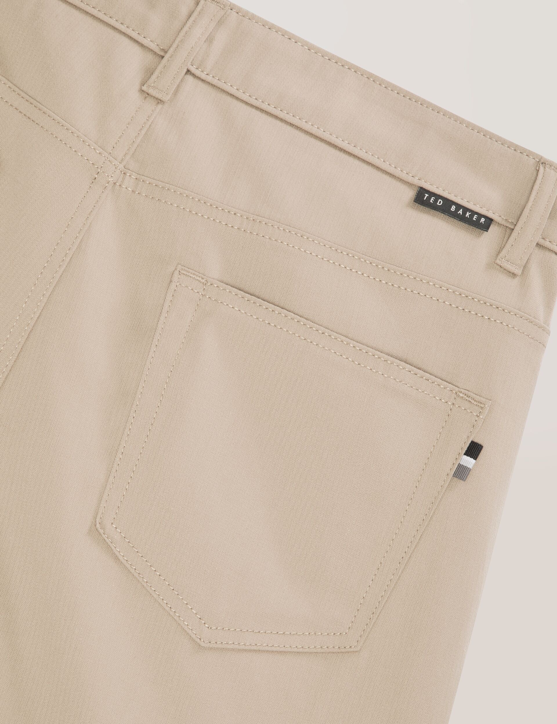 Ted Baker COMPACT HERRINGBONE TROUSERS - Crockery CAMEL