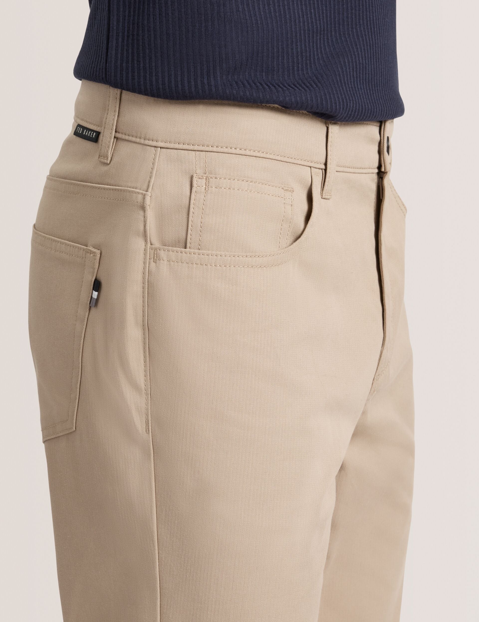 Ted Baker COMPACT HERRINGBONE TROUSERS - Crockery CAMEL