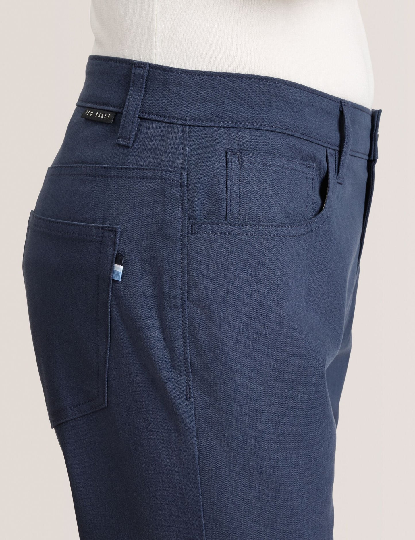 Ted Baker COMPACT HERRINGBONE TROUSERS - Blue Nights NAVY