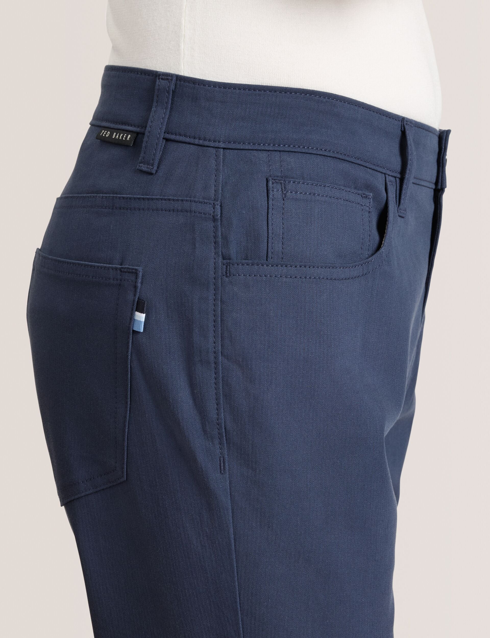 Ted Baker COMPACT HERRINGBONE TROUSERS - Blue Nights NAVY