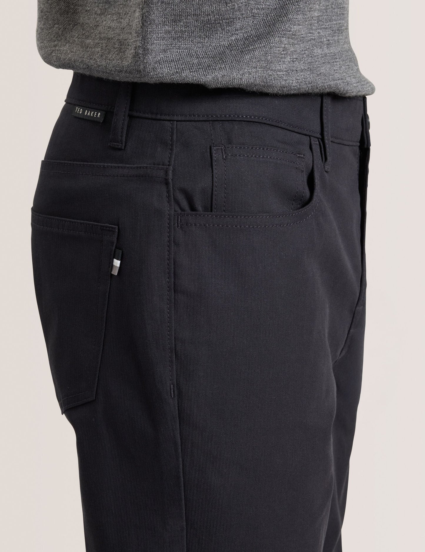 Ted Baker COMPACT HERRINGBONE TROUSERS - Black Beauty BLACK