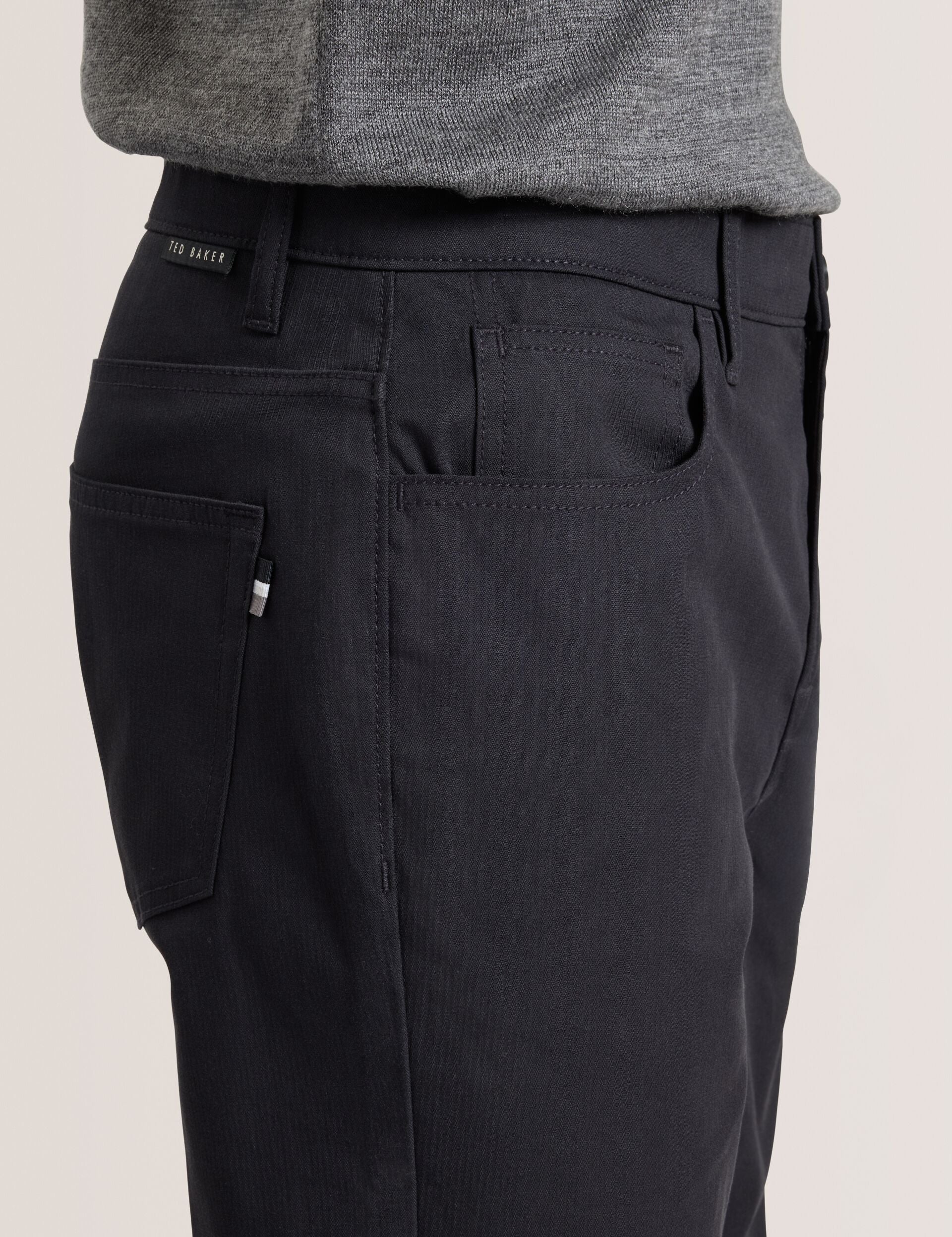 Ted Baker COMPACT HERRINGBONE TROUSERS - Black Beauty BLACK