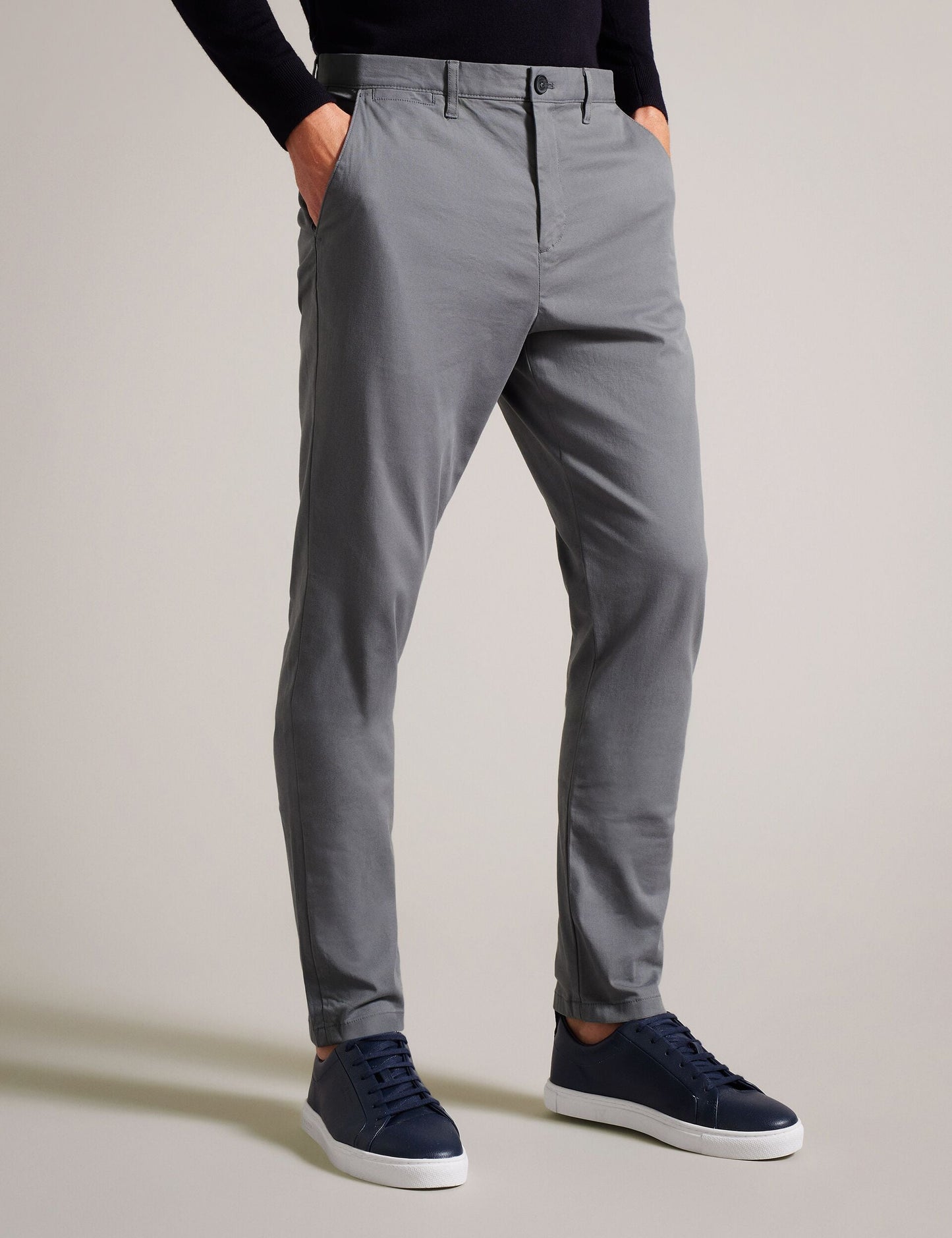 Ted Baker RYCE - Slim Fit Textured Cotton Blend Chinos GREY