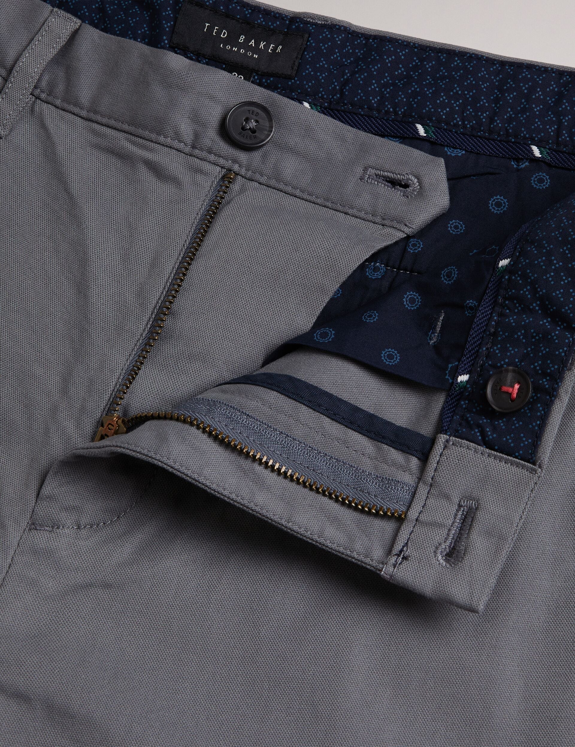 Ted Baker RYCE - Slim Fit Textured Cotton Blend Chinos GREY
