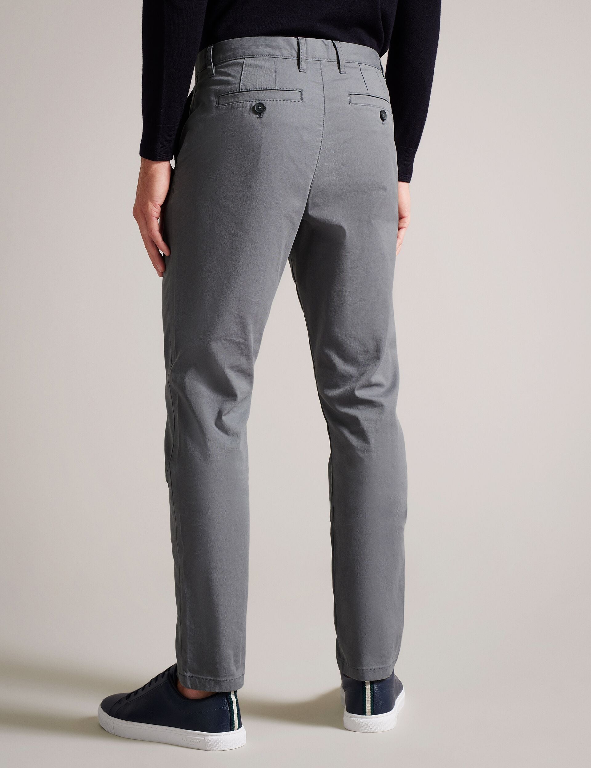 Ted Baker RYCE - Slim Fit Textured Cotton Blend Chinos GREY
