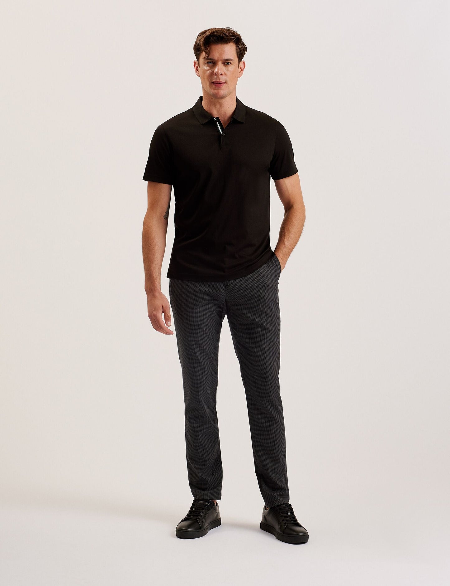 Ted Baker NOUNDS - Grey Puppytooth Check Slim Fit Pants GREY