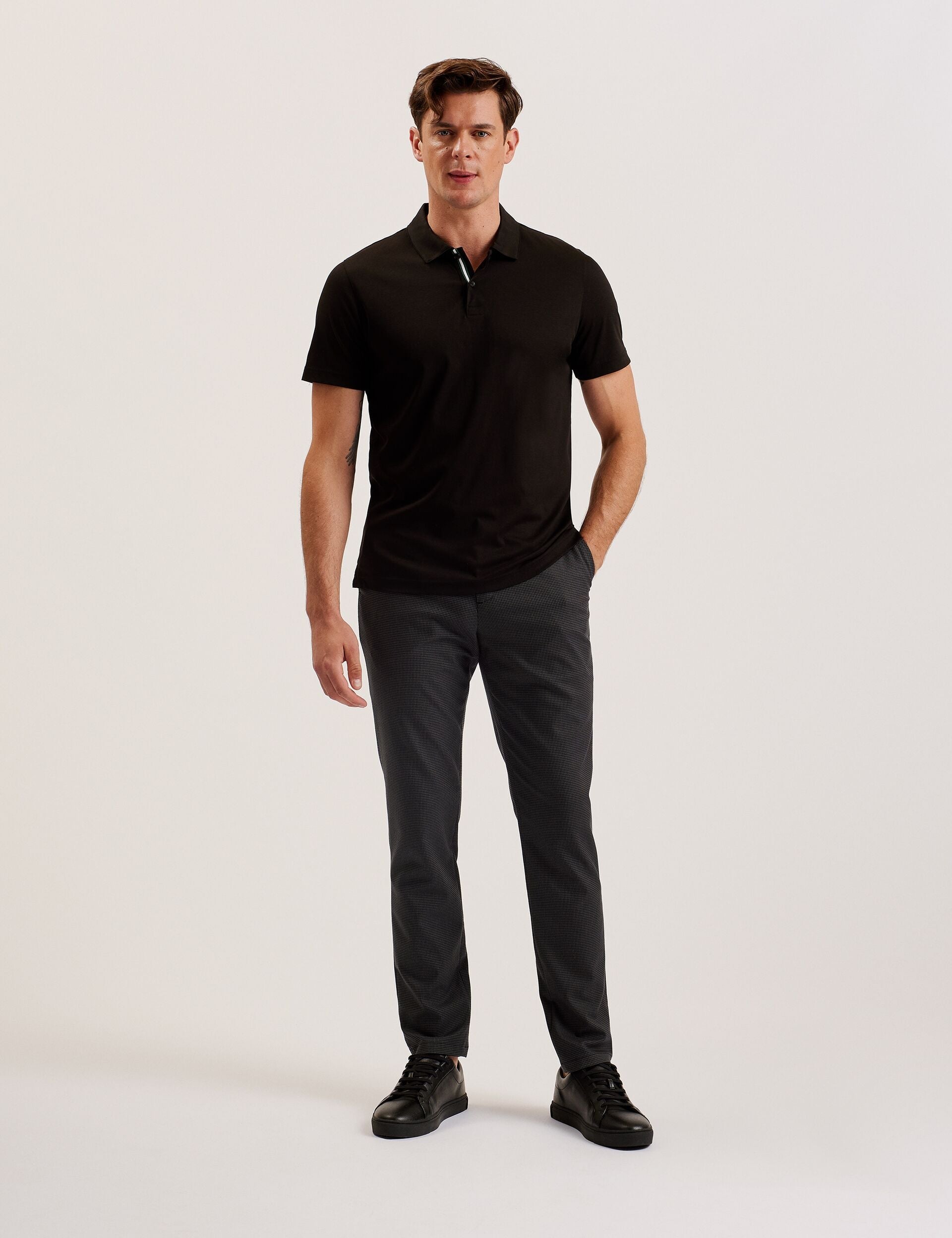 Ted Baker NOUNDS - Grey Puppytooth Check Slim Fit Pants GREY