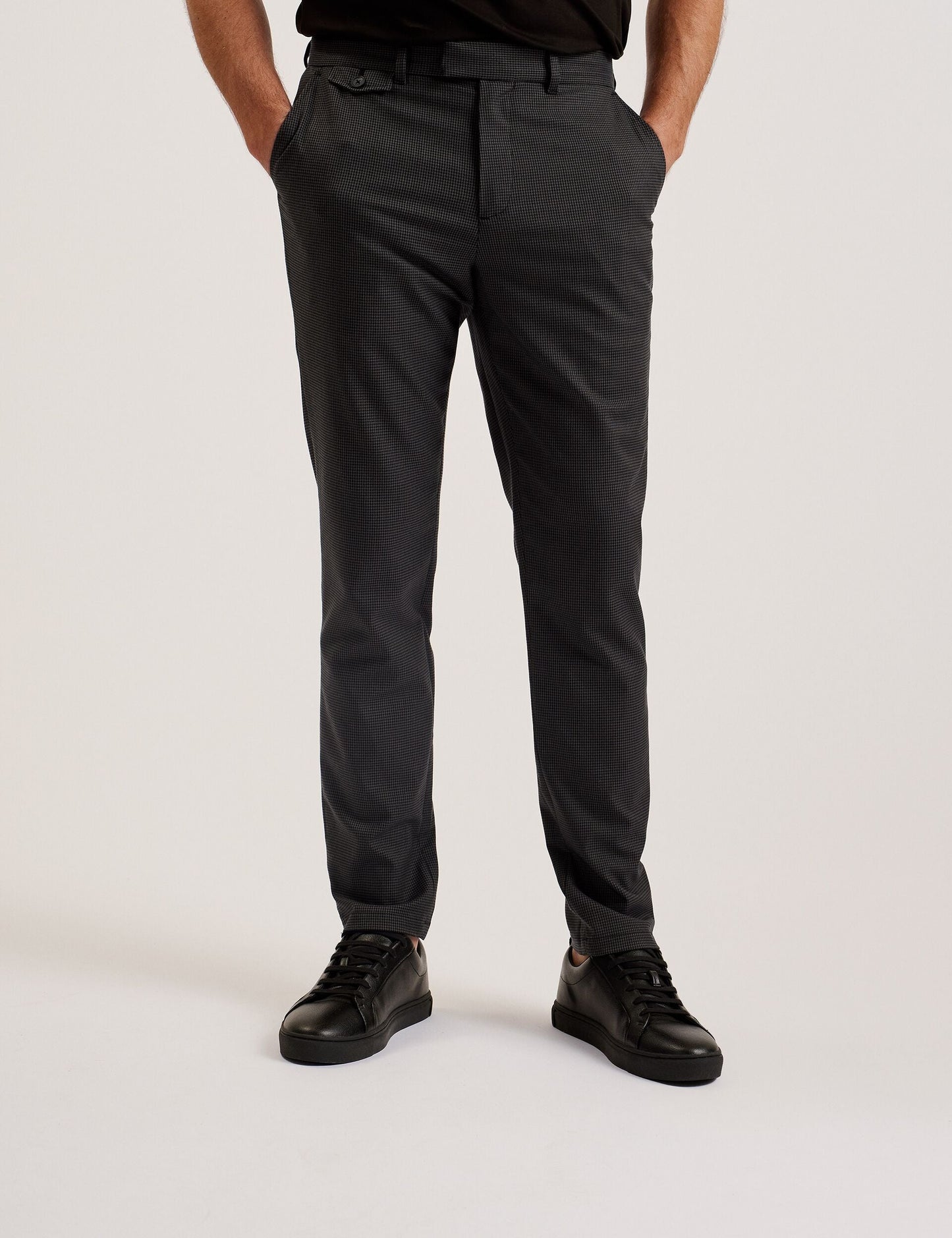 Ted Baker NOUNDS - Grey Puppytooth Check Slim Fit Pants GREY