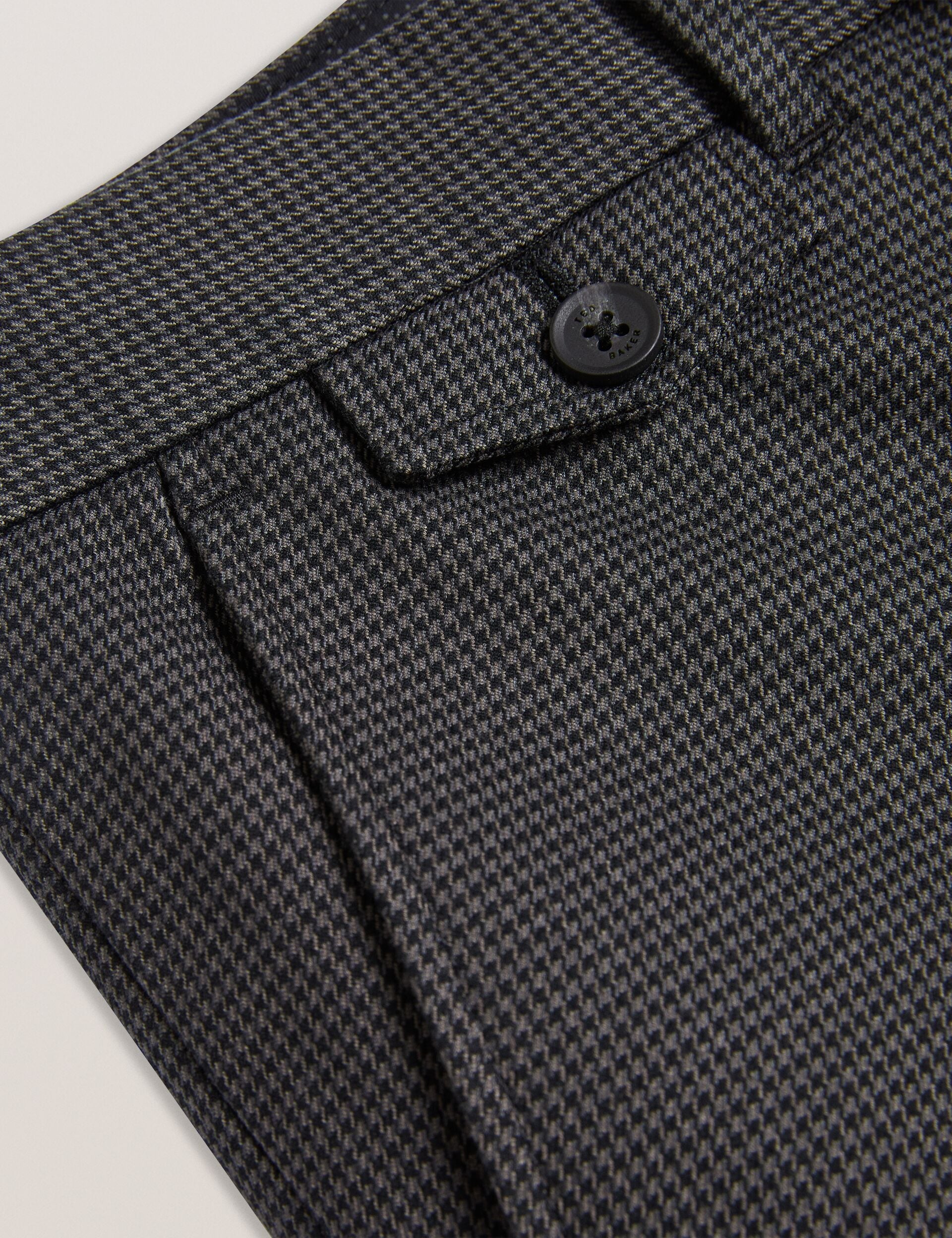 Ted Baker NOUNDS - Grey Puppytooth Check Slim Fit Pants GREY