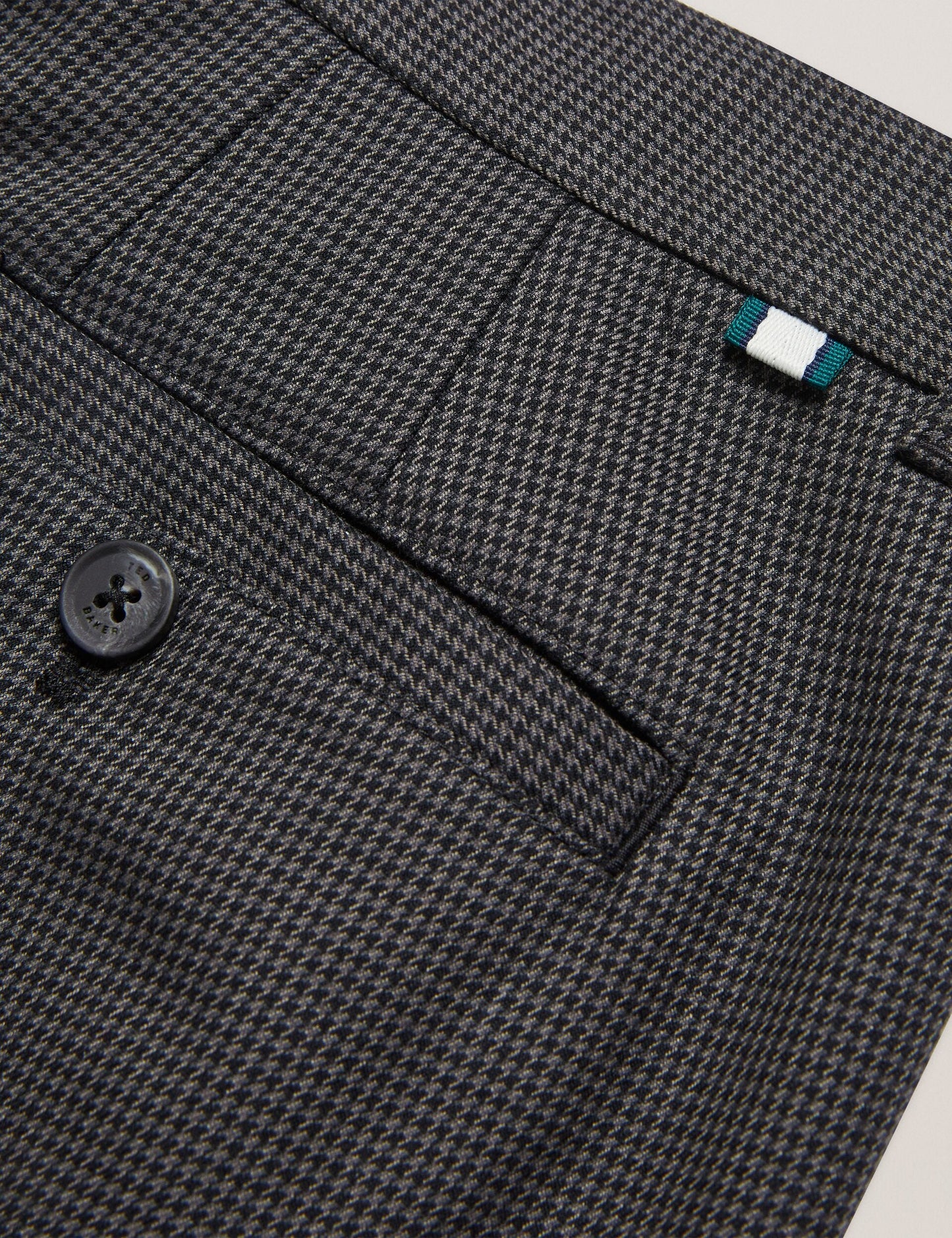 Ted Baker NOUNDS - Grey Puppytooth Check Slim Fit Pants GREY