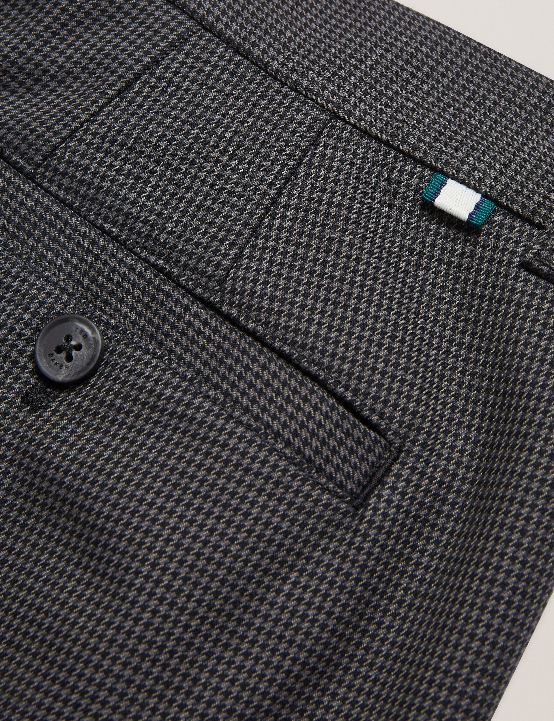 Ted Baker NOUNDS - Grey Puppytooth Check Slim Fit Pants GREY