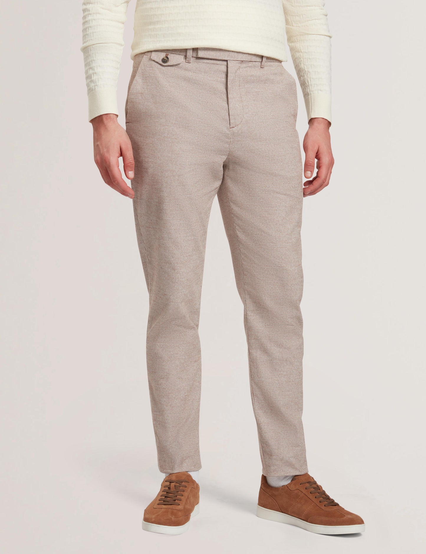 Ted Baker HANDLY - Micro Houndstooth Slim Fit Pants TAUPE