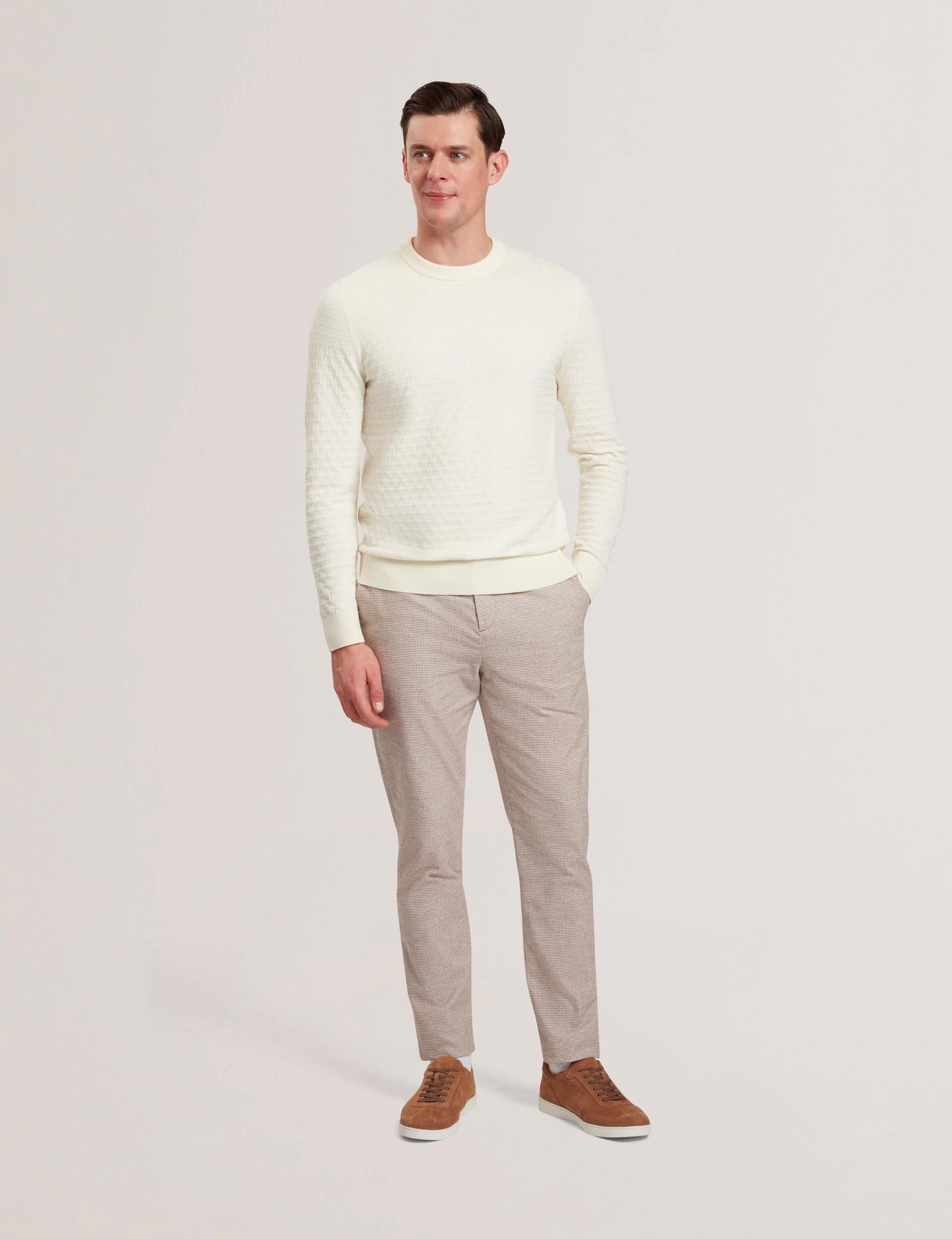 Ted Baker HANDLY - Micro Houndstooth Slim Fit Pants TAUPE