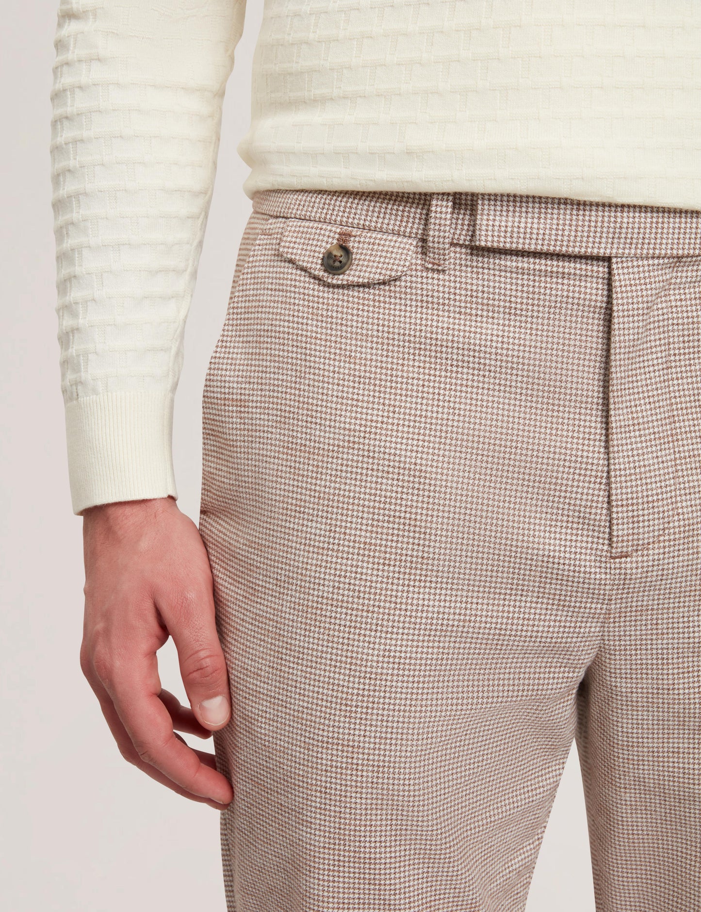 Ted Baker HANDLY - Micro Houndstooth Slim Fit Pants TAUPE