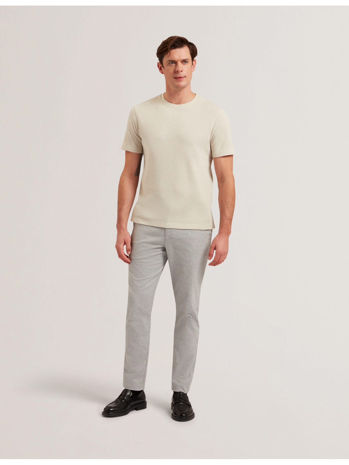 Ted Baker HANDLY - Micro Houndstooth Slim Fit Pants GREY