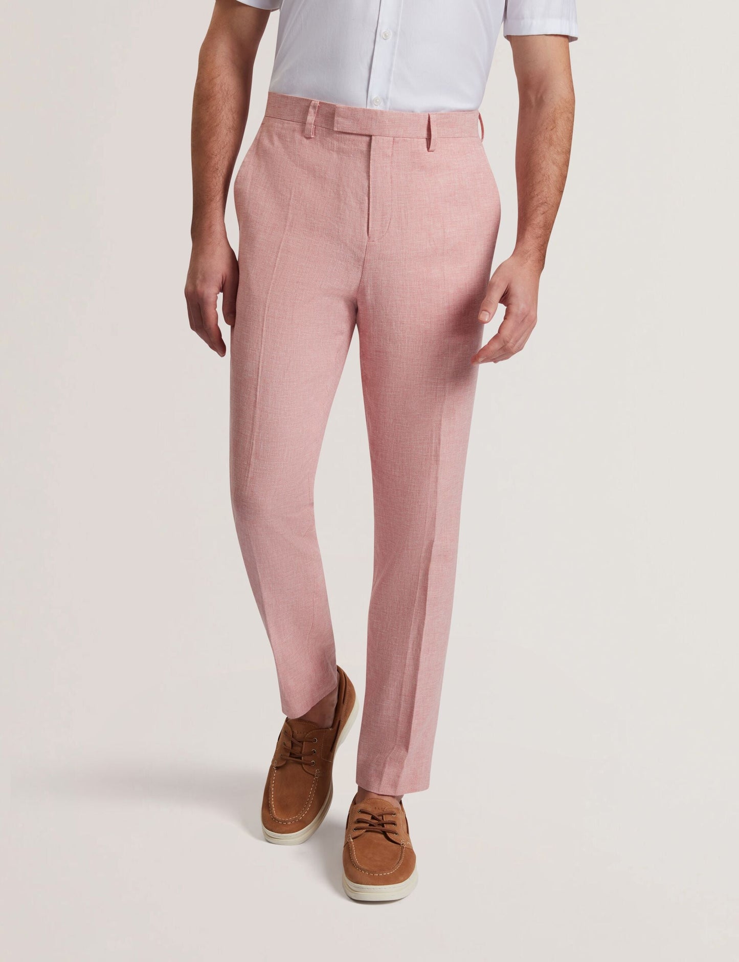 Ted Baker KENLEYT - Pink Linen Cotton Woven Dress Pants LIGHT PINK