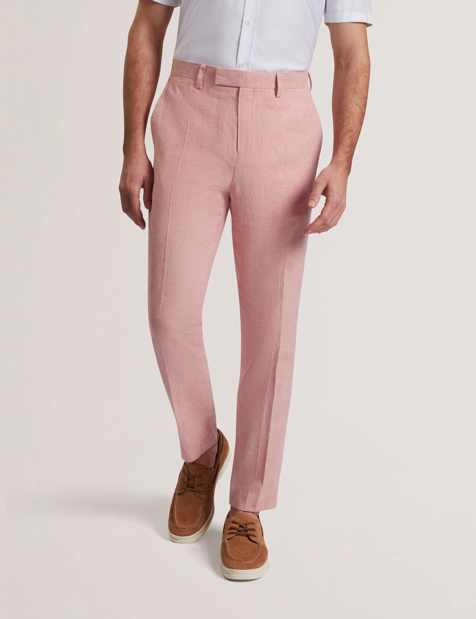 Ted Baker KENLEYT - Pink Linen Cotton Woven Dress Pants LIGHT PINK