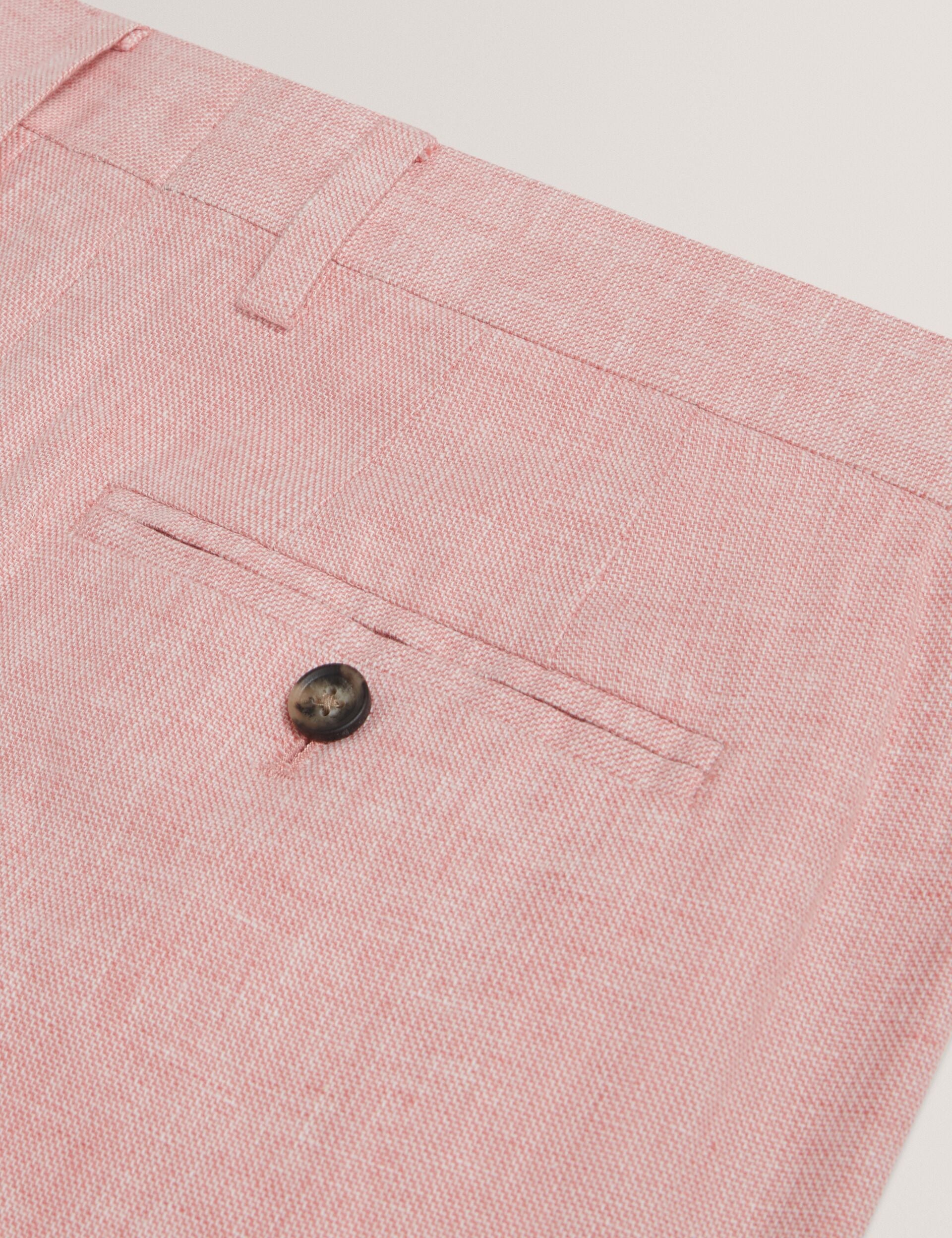 Ted Baker KENLEYT - Pink Linen Cotton Woven Dress Pants LIGHT PINK