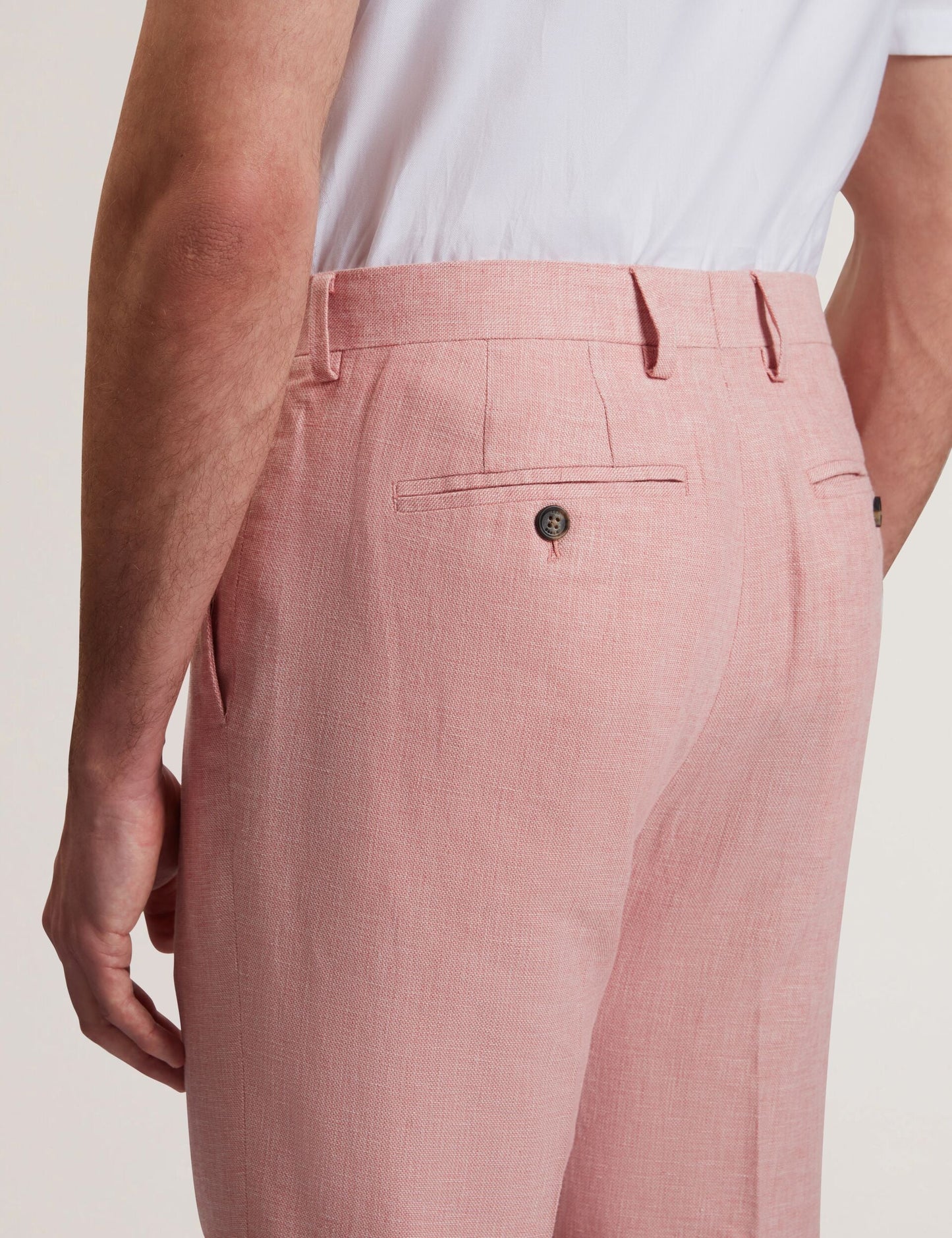 Ted Baker KENLEYT - Pink Linen Cotton Woven Dress Pants LIGHT PINK