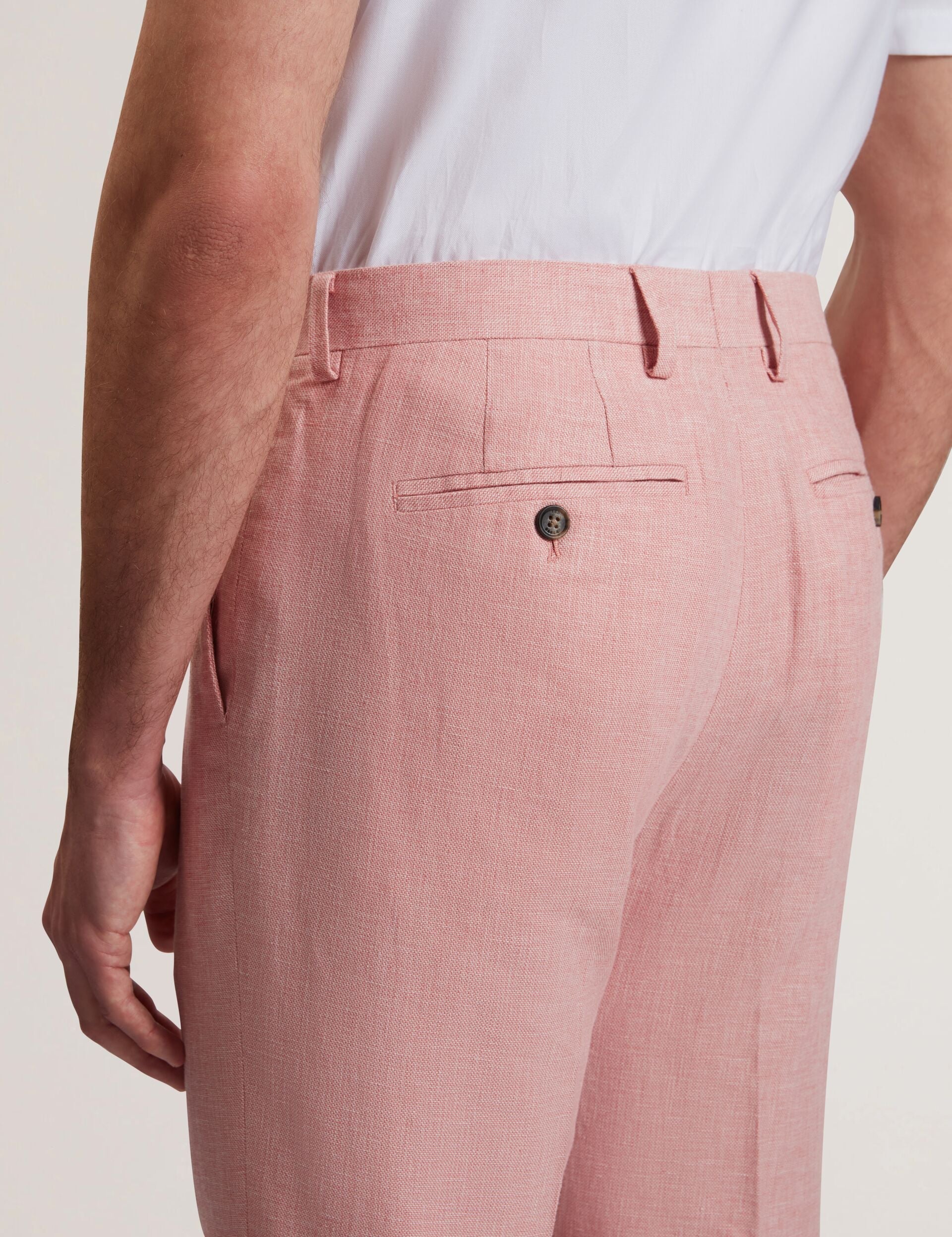 Ted Baker KENLEYT - Pink Linen Cotton Woven Dress Pants LIGHT PINK