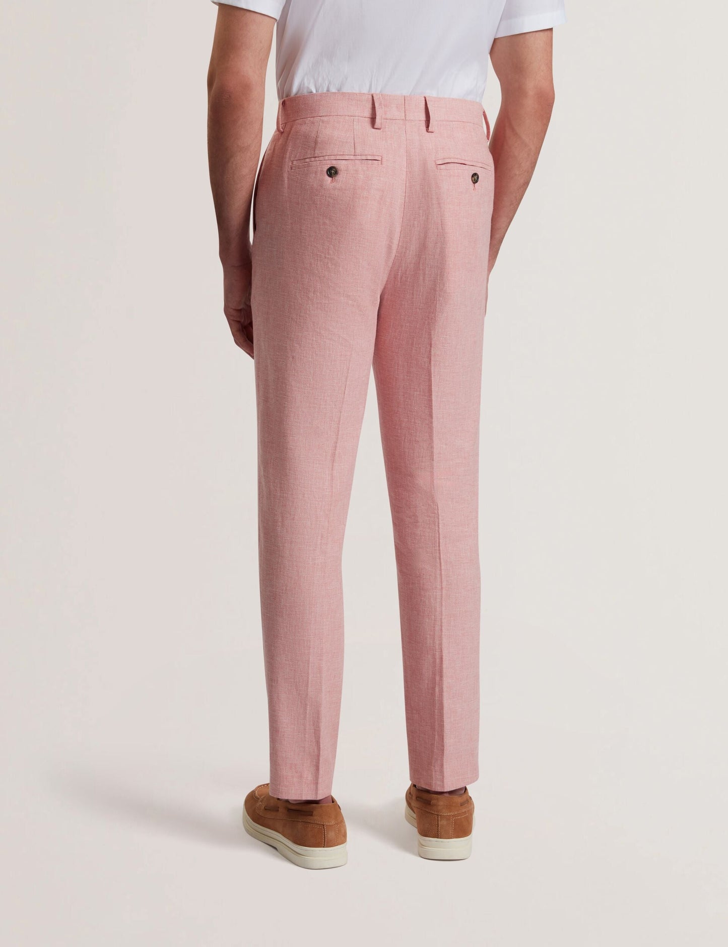 Ted Baker KENLEYT - Pink Linen Cotton Woven Dress Pants LIGHT PINK