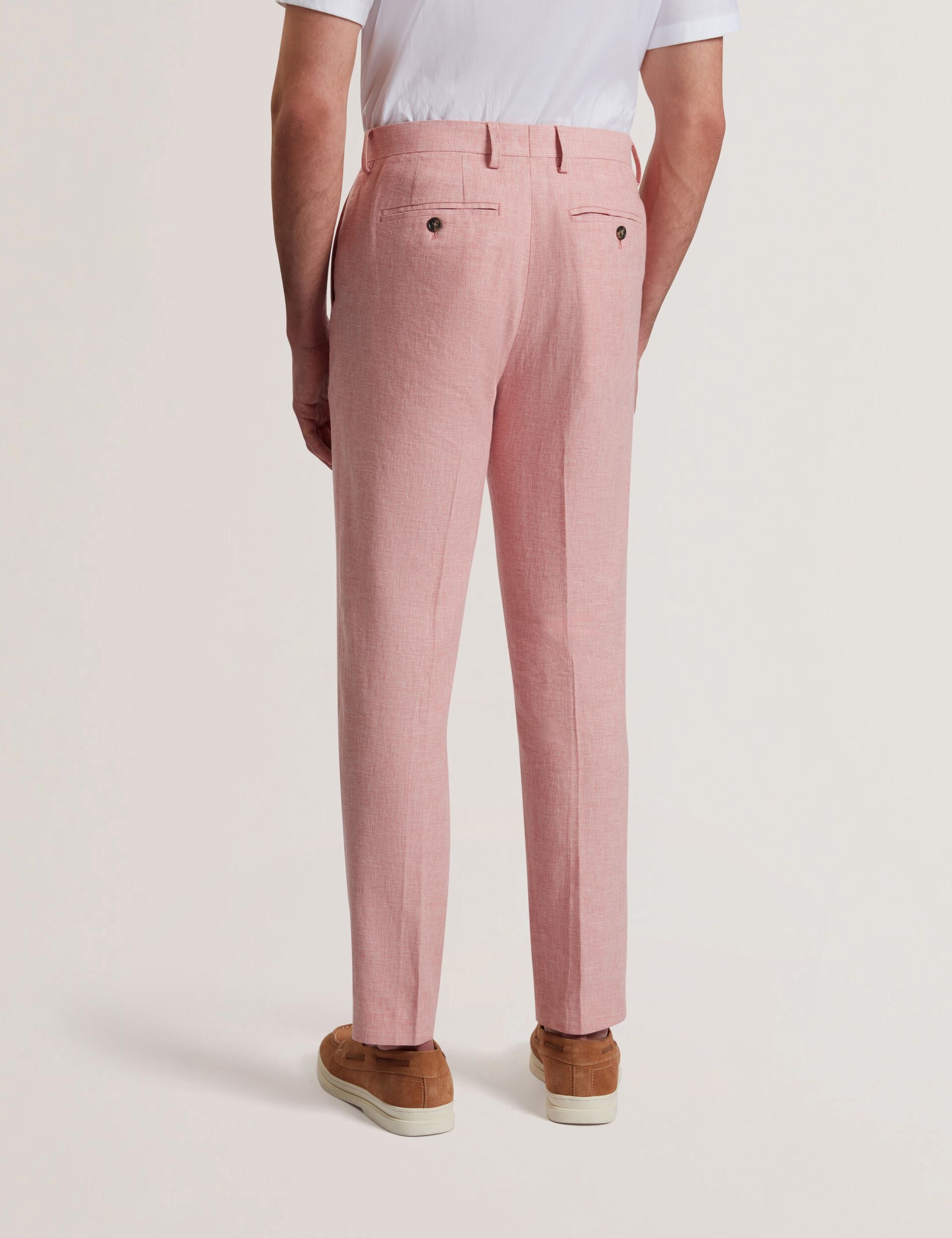 Ted Baker KENLEYT - Pink Linen Cotton Woven Dress Pants LIGHT PINK