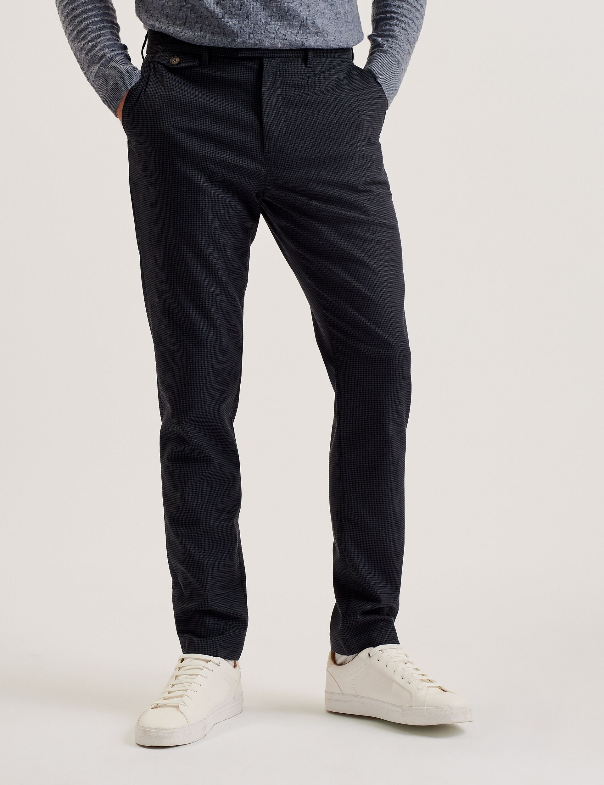Ted Baker NOUNDS - Navy Puppytooth Check Slim Fit Pants NAVY