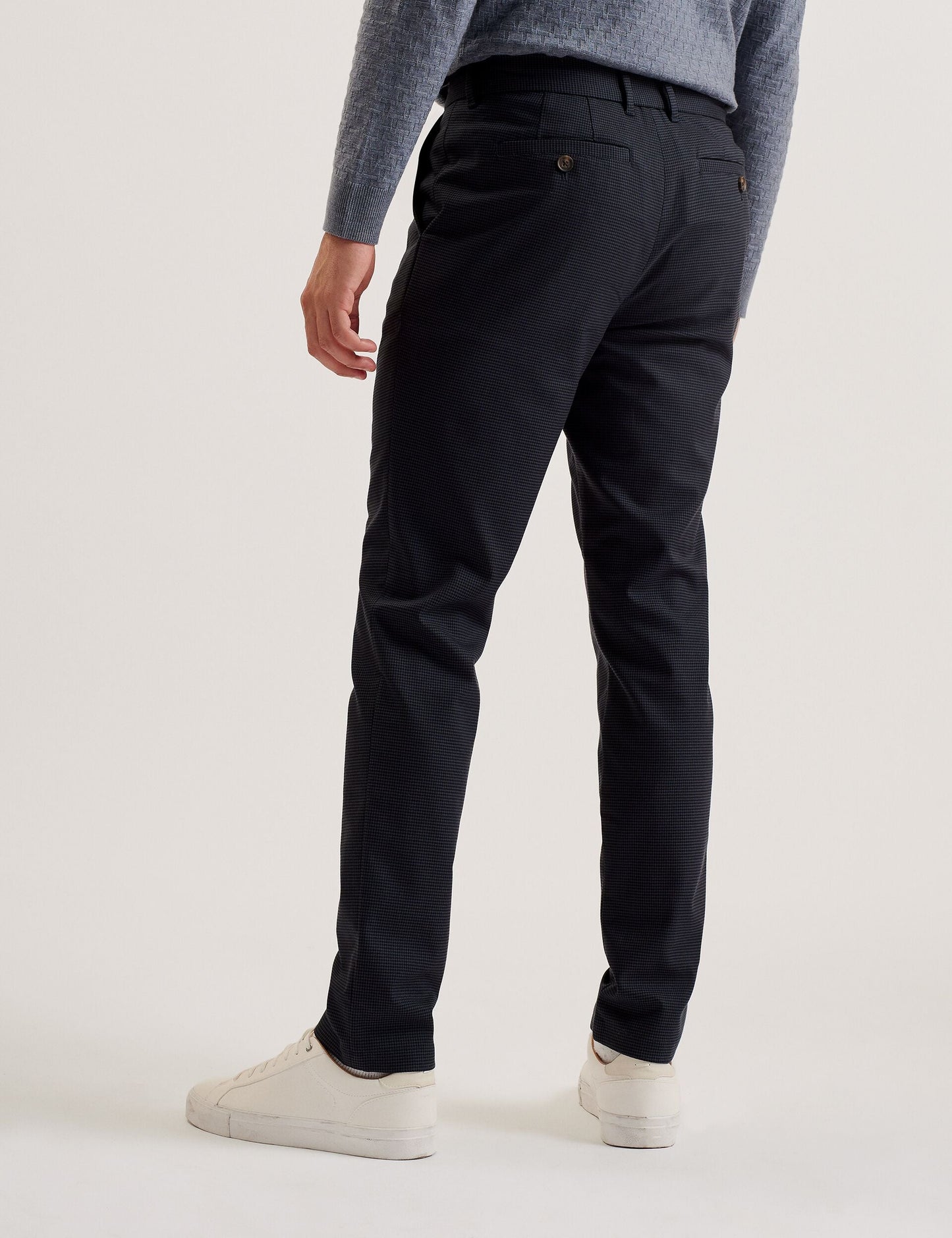 Ted Baker NOUNDS - Navy Puppytooth Check Slim Fit Pants NAVY