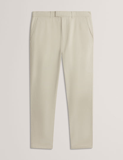 Ted Baker BATFORD - Slim Fit Cotton Blend Chinos STONE