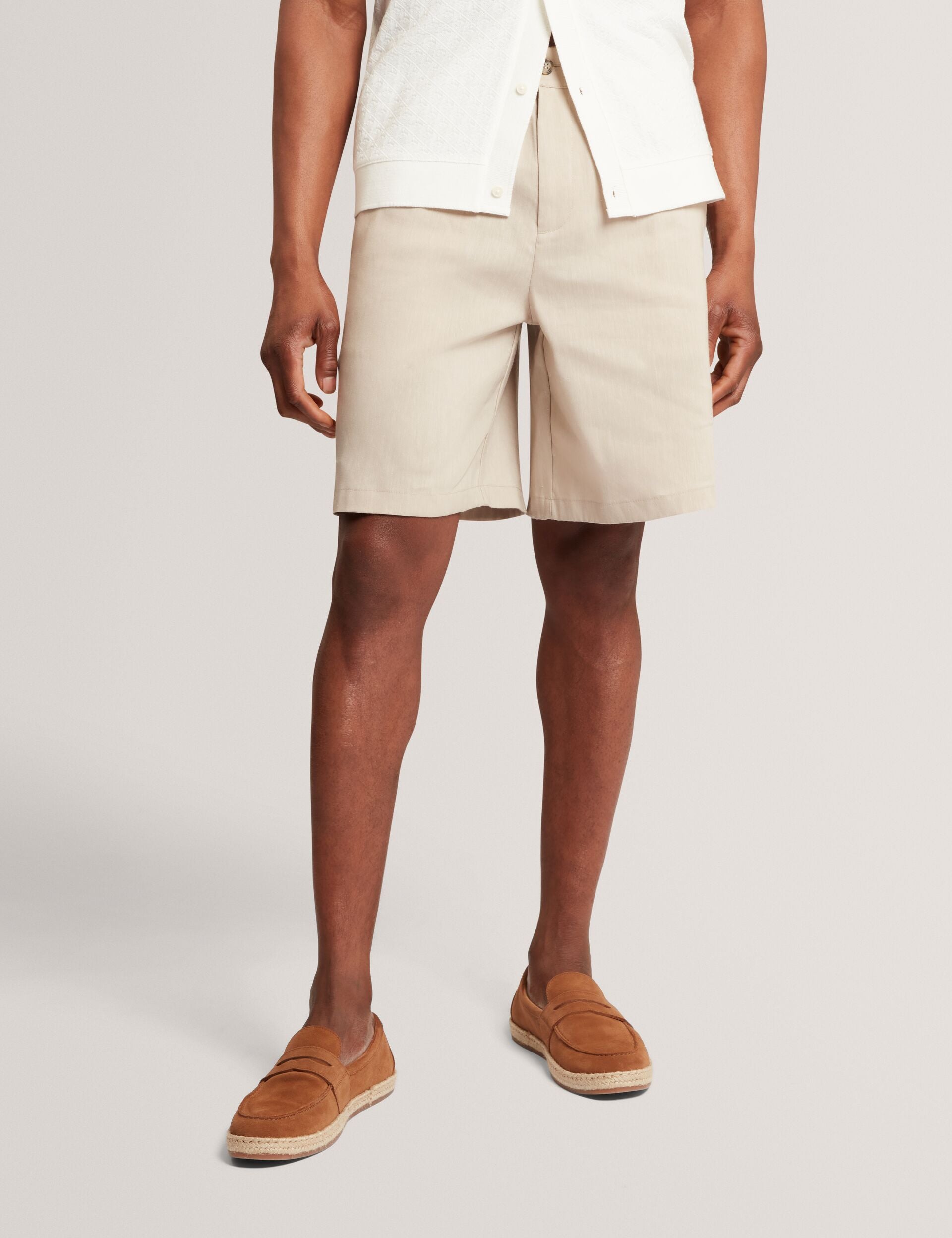 Ted Baker CULVES Relaxed Linen Blend Elasticated Shorts STONE