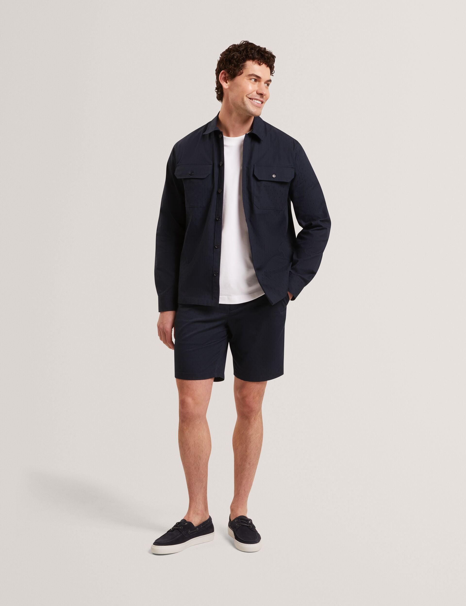Ted Baker ILARIO - Slim Textured Chino Short NAVY