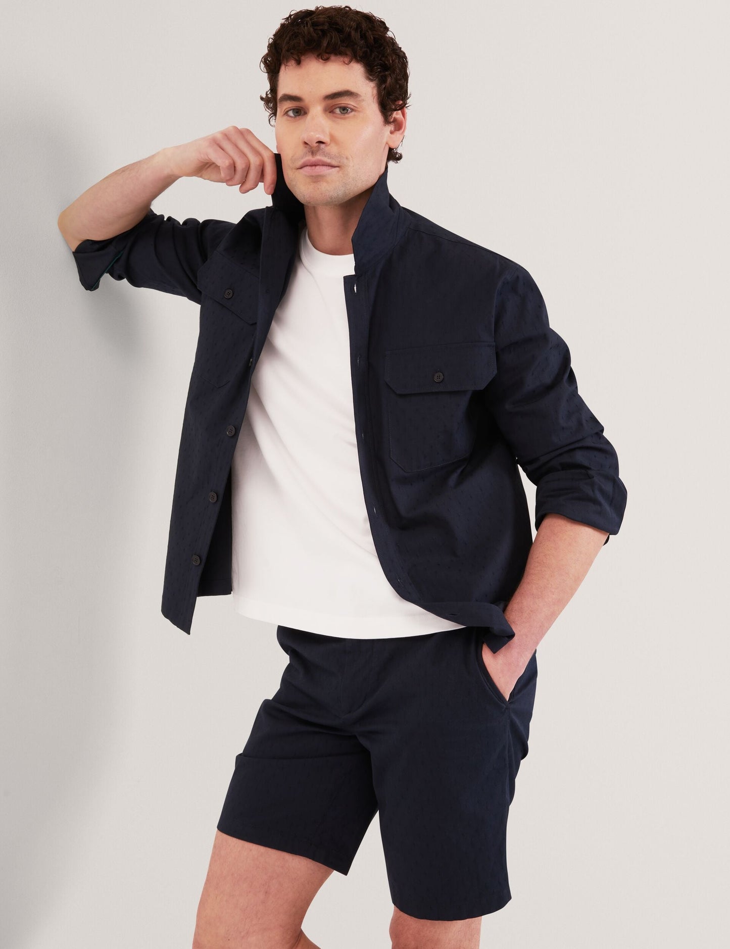 Ted Baker ILARIO - Slim Textured Chino Short NAVY