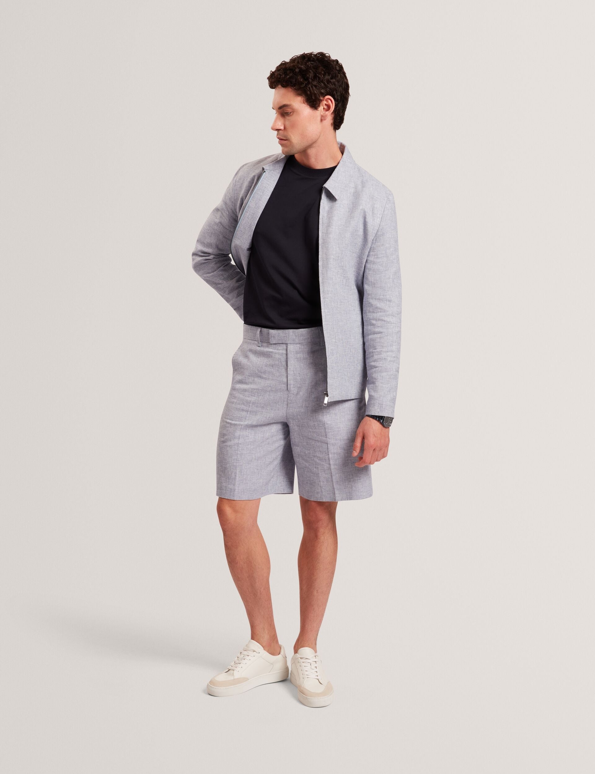 Ted Baker GIVRAN Slim Fit Linen Blend Tailored Shorts LIGHT BLUE