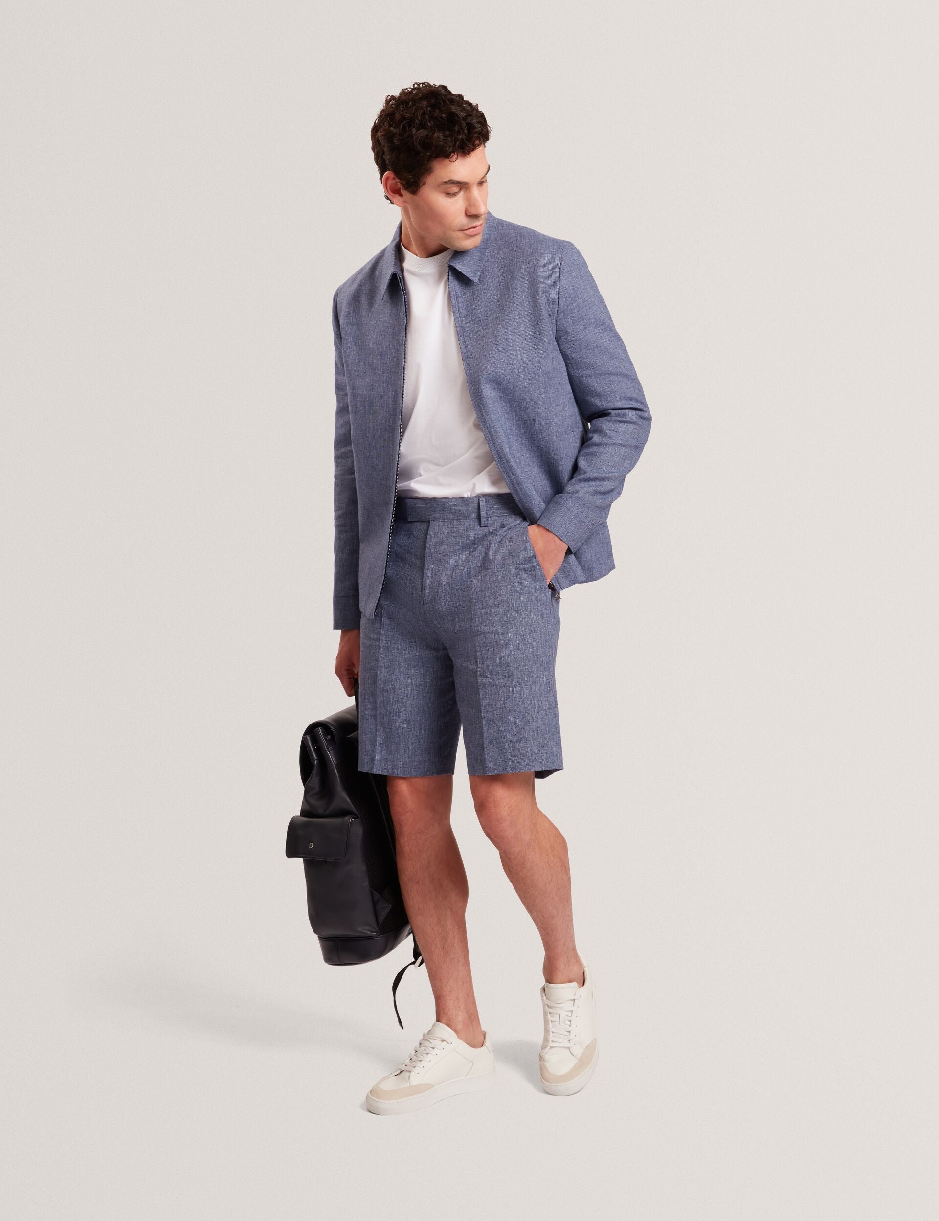 Ted Baker GIVRAN Slim Fit Linen Blend Tailored Shorts NAVY